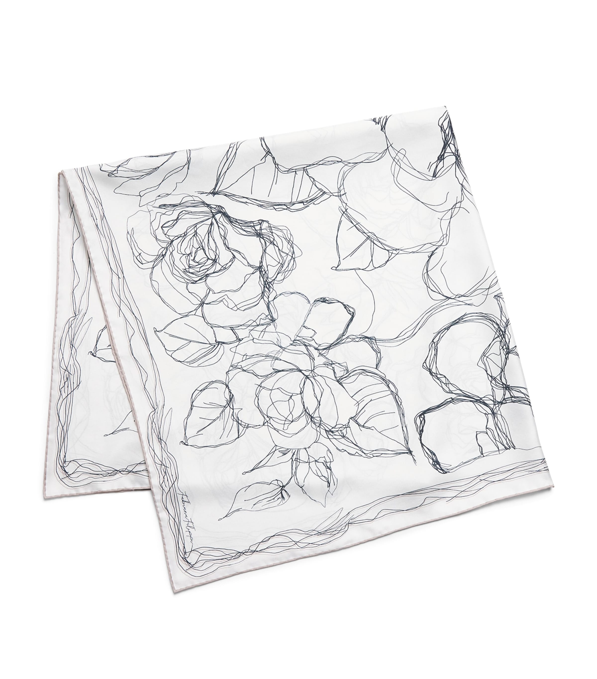 Fabiana Filippi Silk Twill Printed Scarf Bianco/blu/cacha Image 1