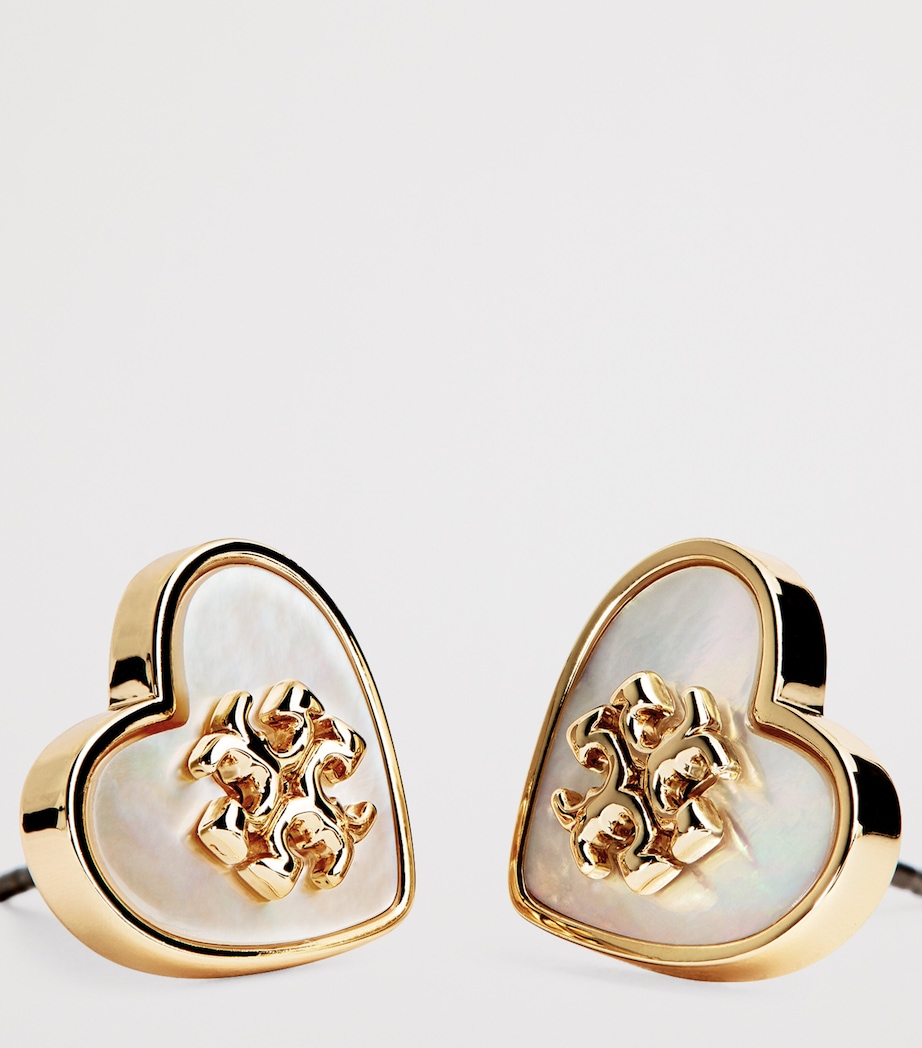 Kira Heart Stud Earrings TORY GOLD / MTHR PRL Image 5