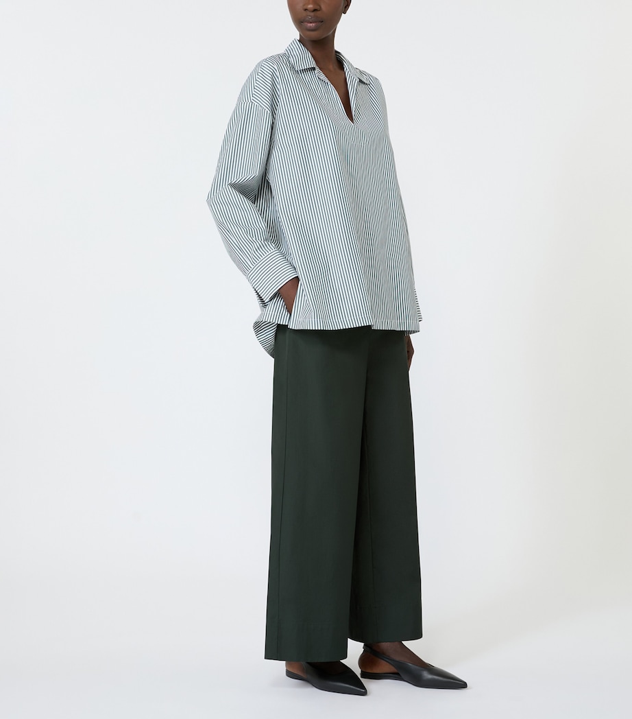 Max Mara Womens Drawstring Wide-Leg Trousers Green Image 2