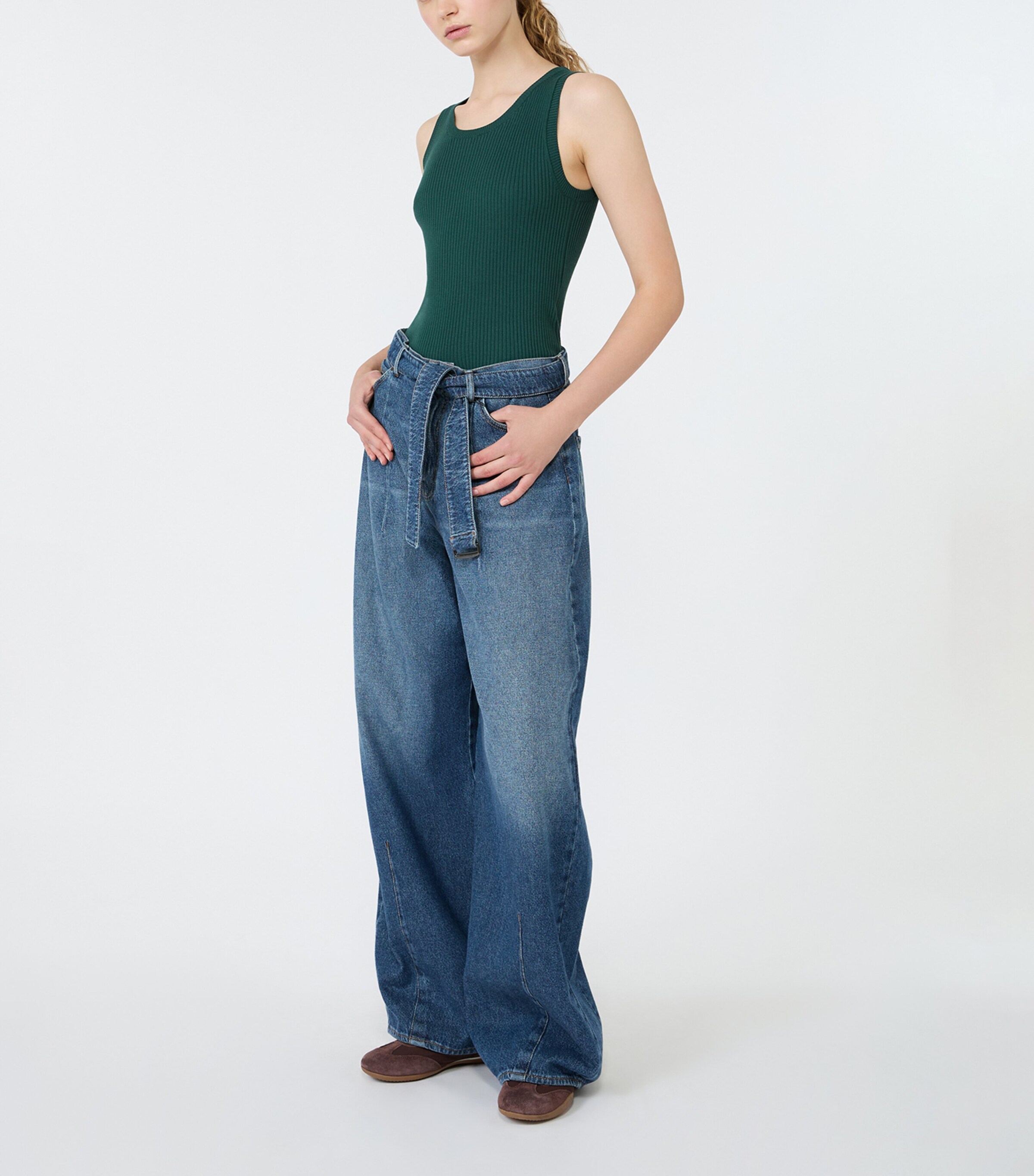 Weekend Max Mara Womens Rib-Knit Tank Top Green Image 2