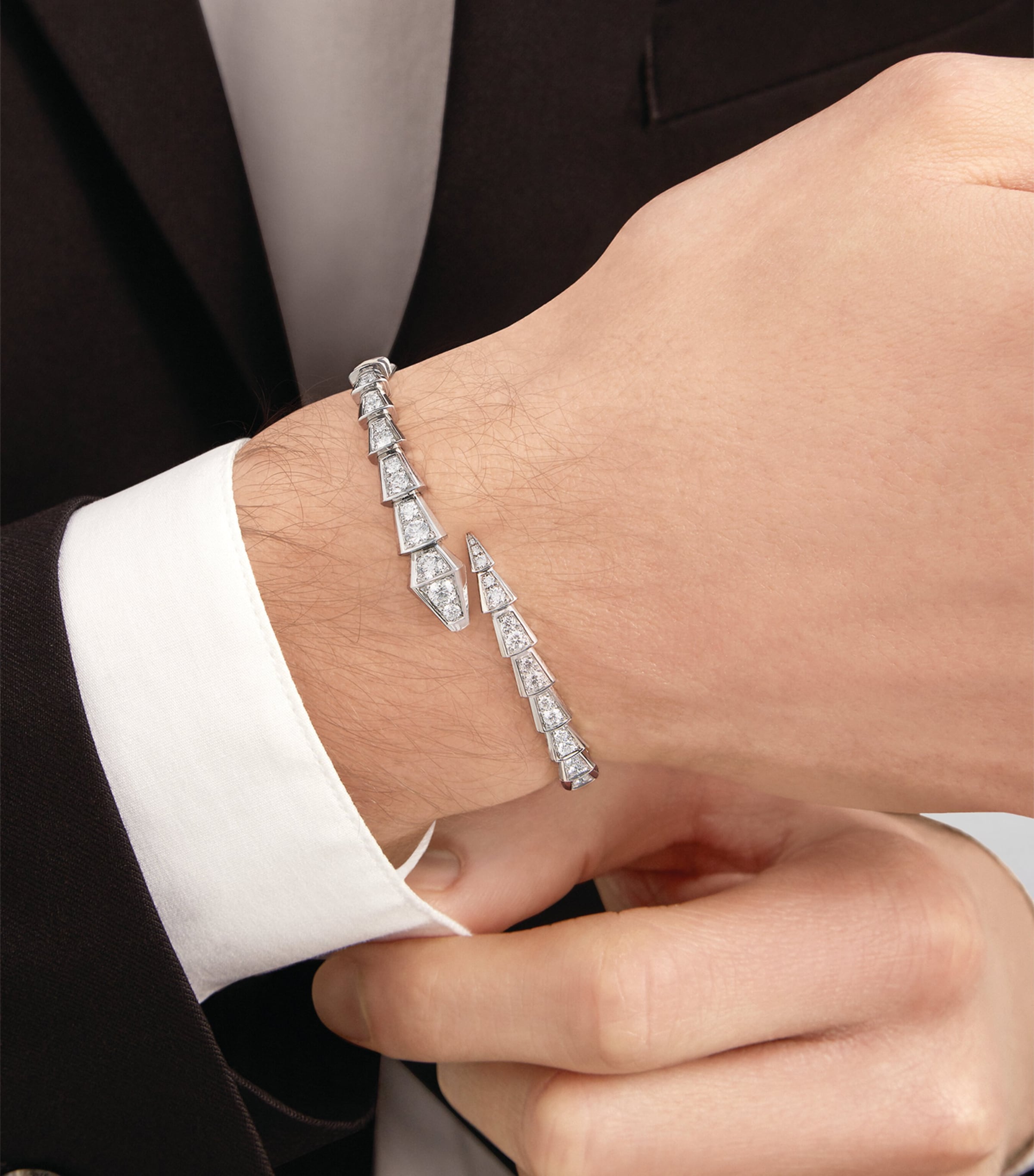 Medium White Gold and Diamond Serpenti Viper Bracelet WHITE GOLD Image 3