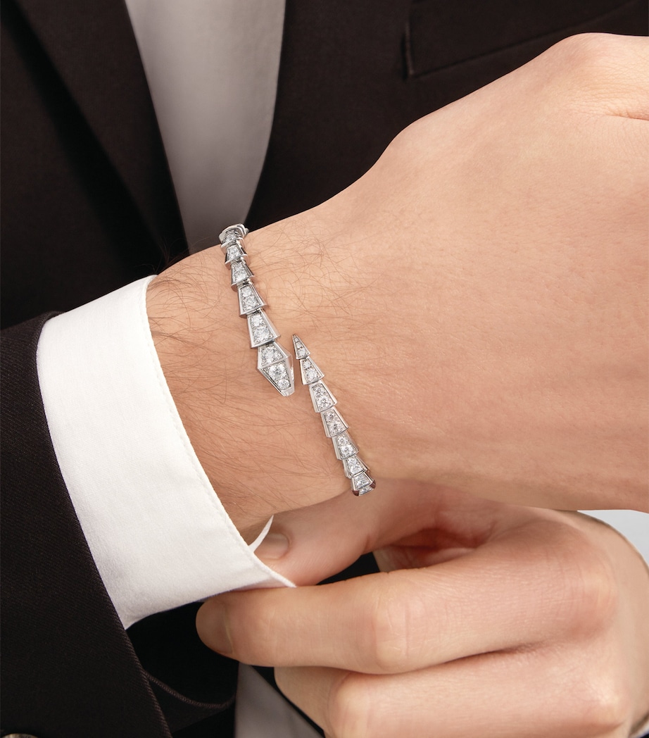Medium White Gold and Diamond Serpenti Viper Bracelet WHITE GOLD Image 3