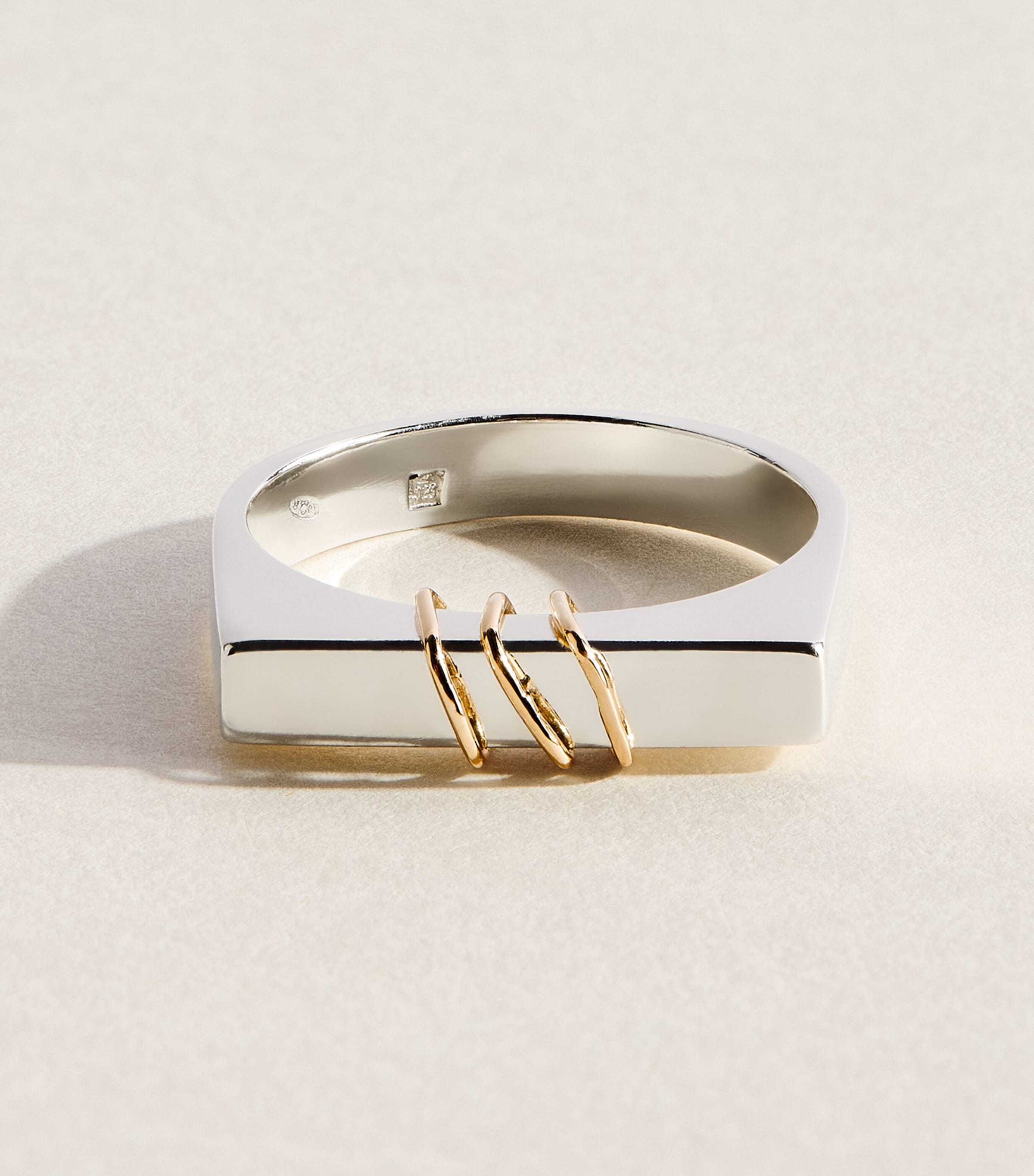 FYR Sterling Silver and Yellow Gold Blaze Ring Silver