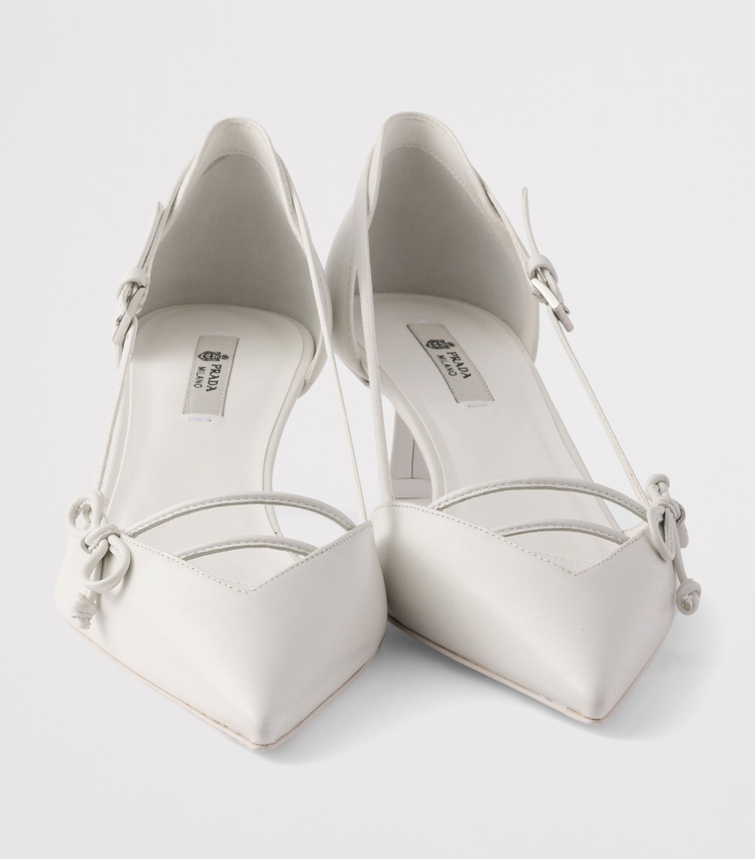 Prada Leather Open-Side Pumps 45 White Image 5
