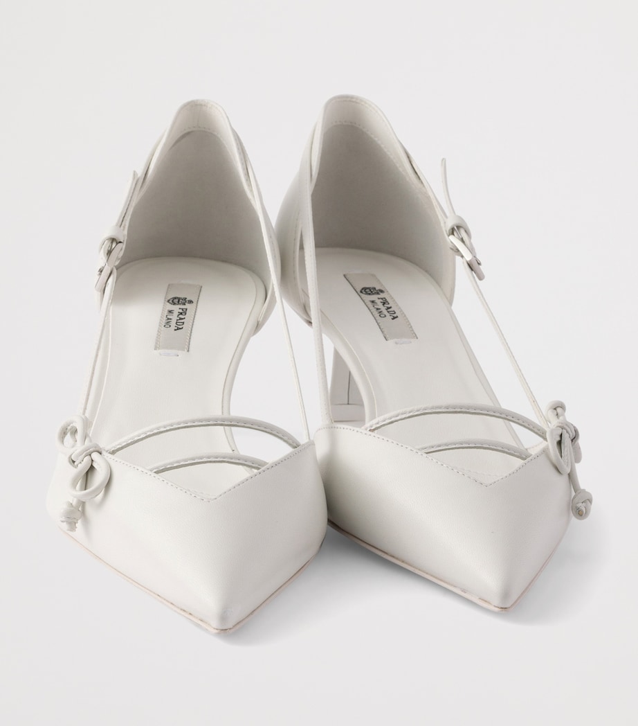 Prada Leather Open-Side Pumps 45 White Image 5