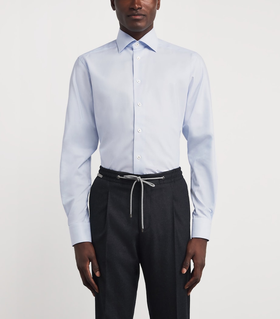 Cotton-Blend Contemporary-Fit Shirt LIGHT BLUE Image 3