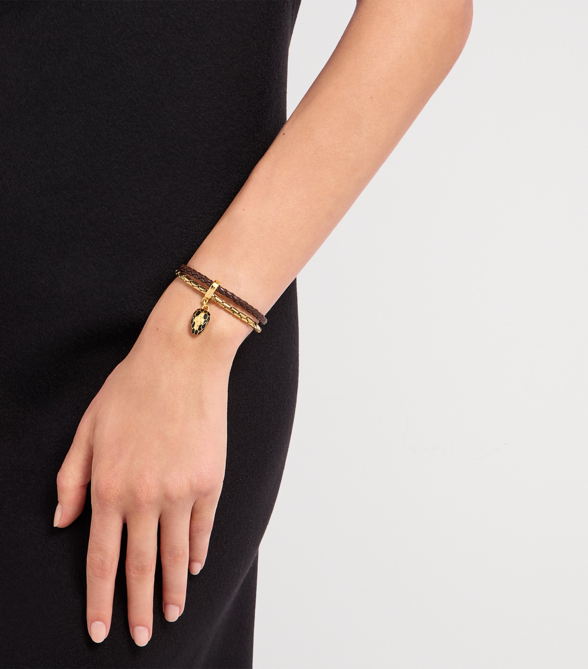 Bvlgari Gold-Plated and Leather Serpenti Bracelet (14.5cm) Brown Medium Image 2