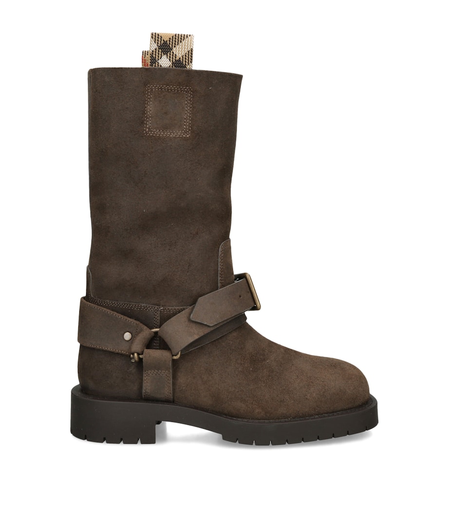 Burberry Suede Soft Saddle Boots Brown/oth Image 1