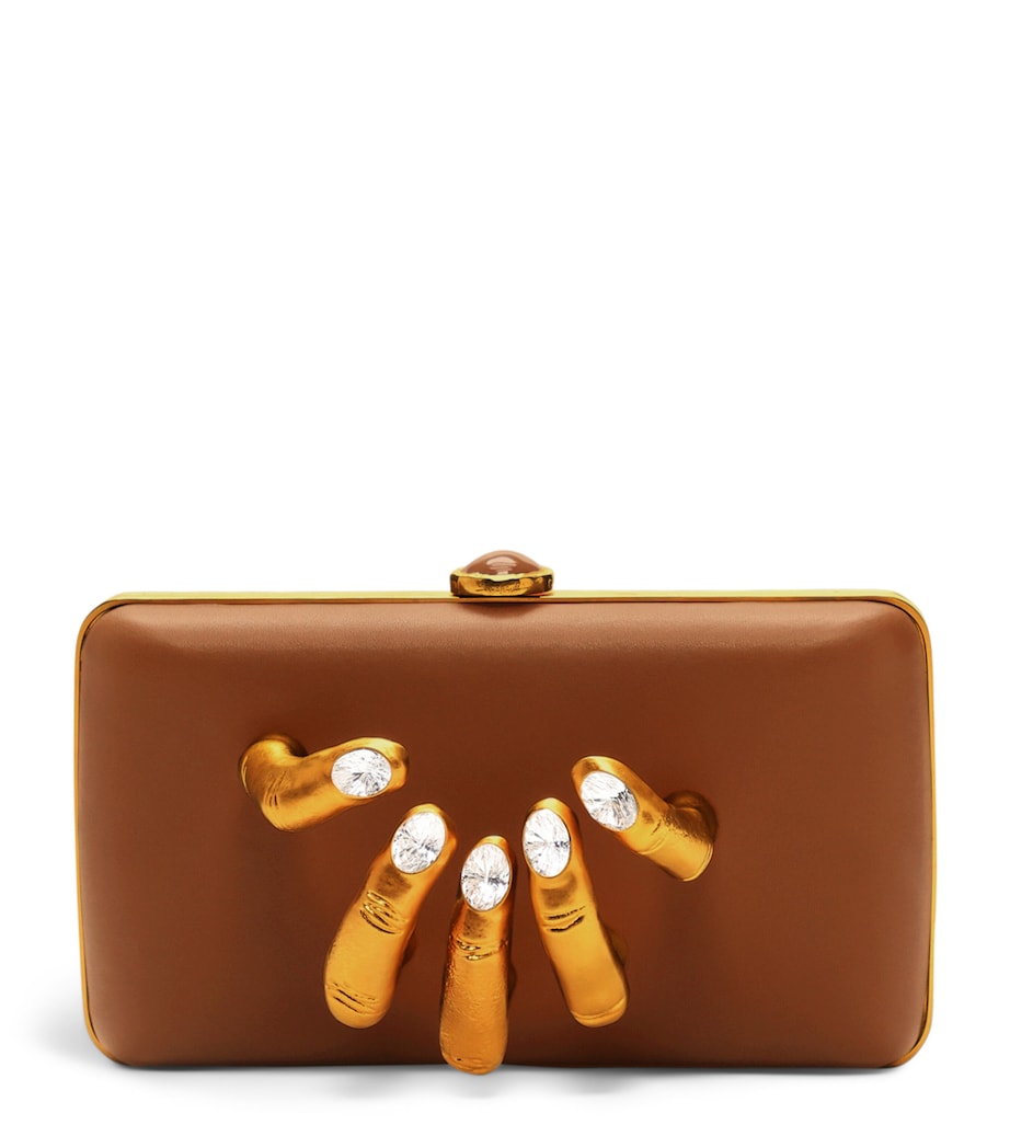 Schiaparelli Calfskin Embellished Hand In Hand Clutch Bag Taupe Image 1