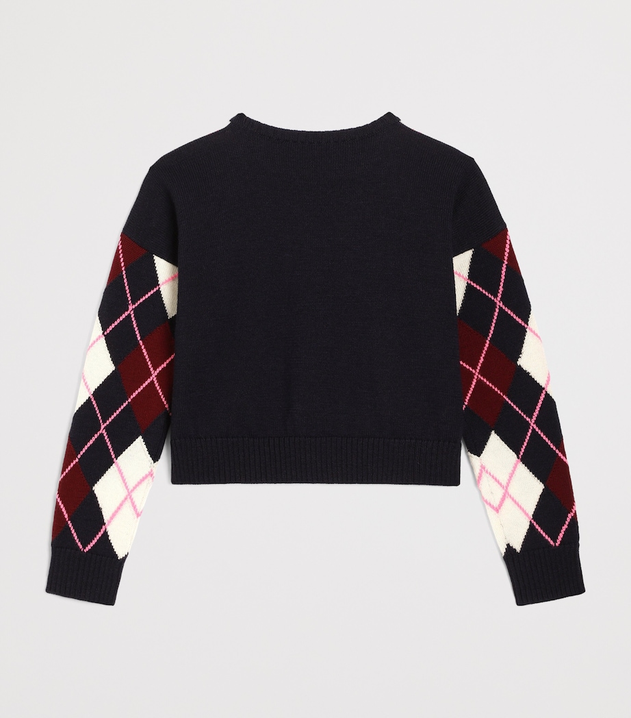 Dolce&Gabbana Kids Virgin Wool Fair Isle Sweater (8-12+ Years) Navy Blue Image 2