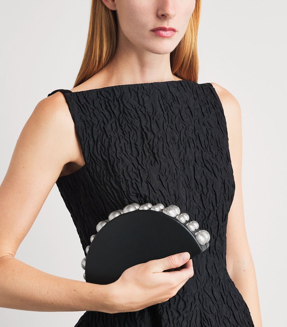Cult Gaia Leather Beaded Gili Clutch Bag Black Image 2
