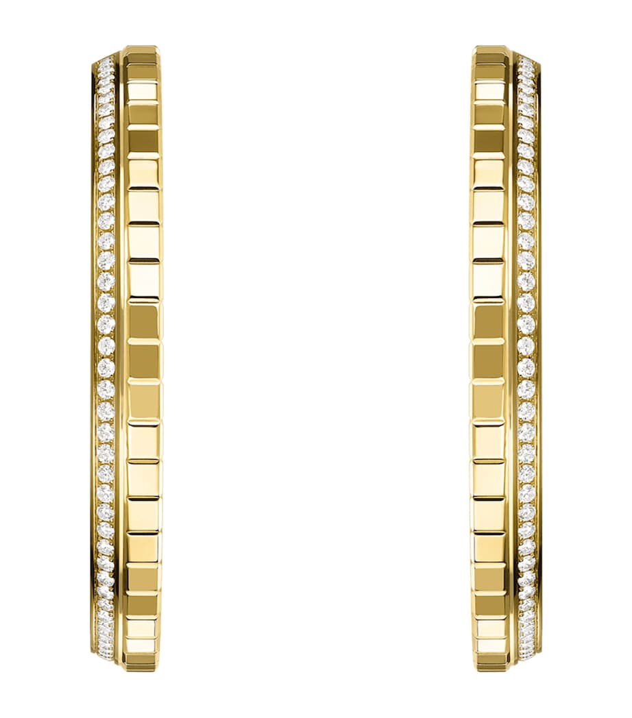 Large Yellow Gold and Diamond Ice Cube Hoop Earrings 18K YELLOW GOLD Image 1