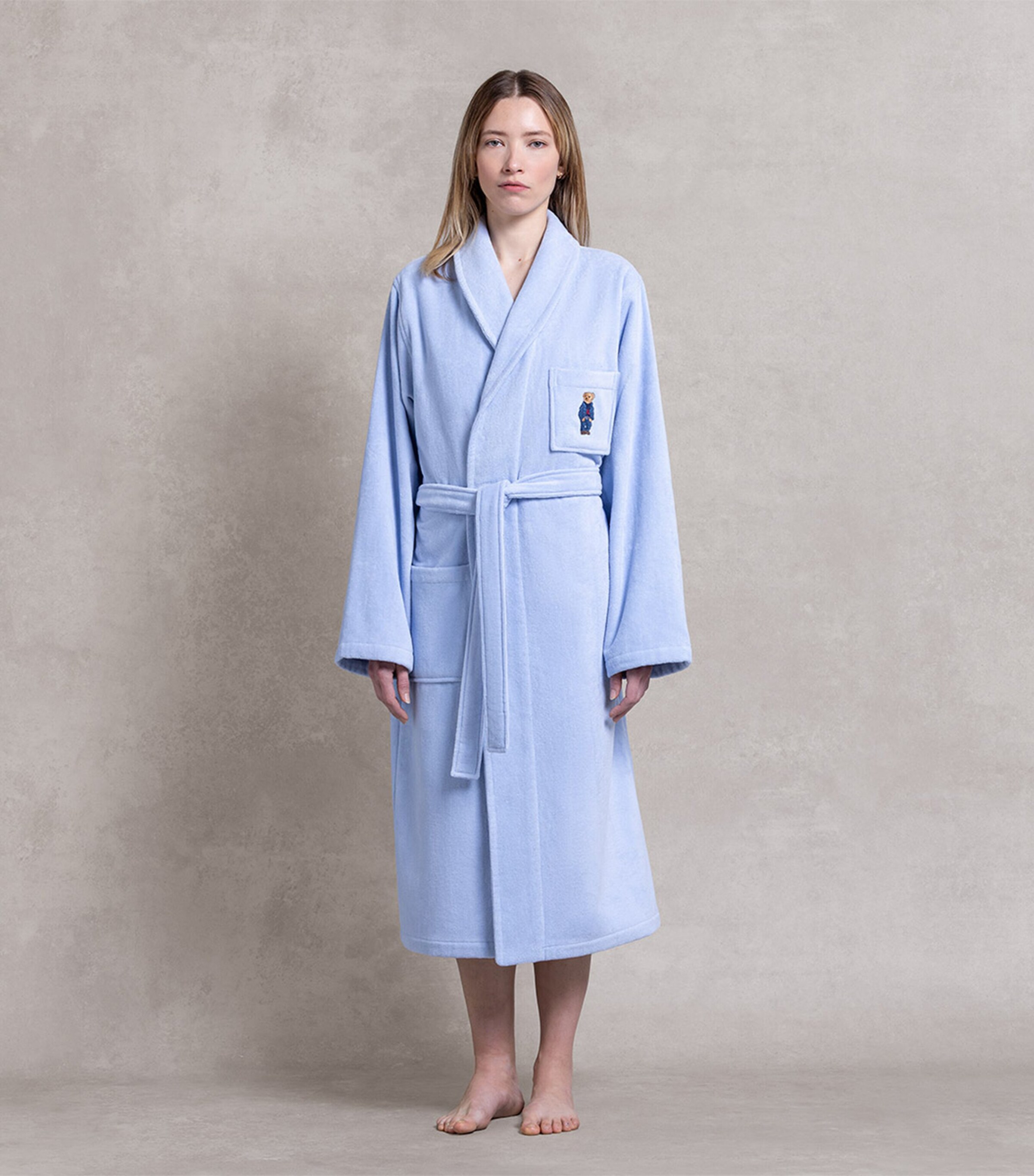 Ralph Lauren Home Denim Bear Robe (Large) Office Blue Image 6