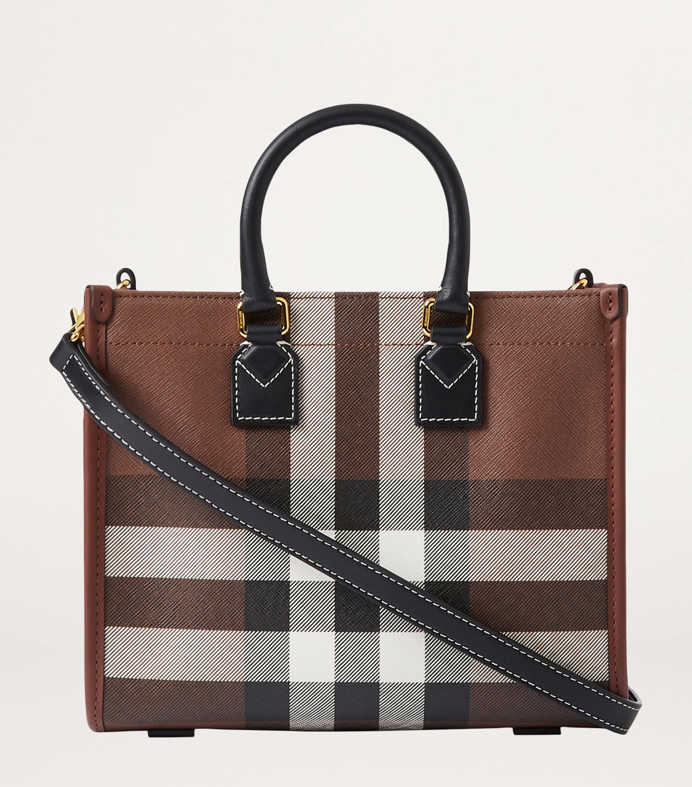 Mini Check Tote Bag DARK BIRCH BROWN CHK Image 5
