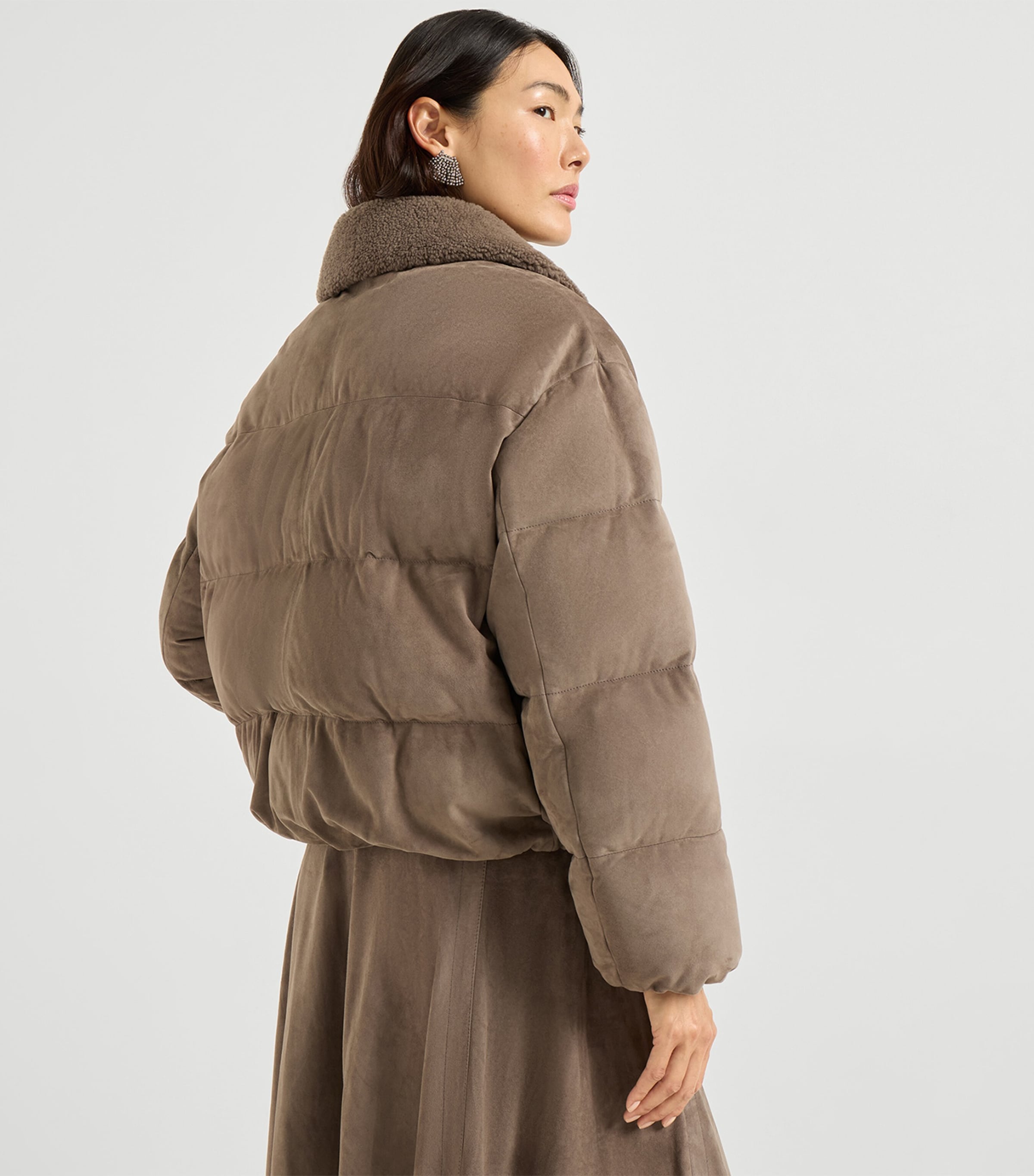 Suede Down Puffer Jacket C1099 Image 3
