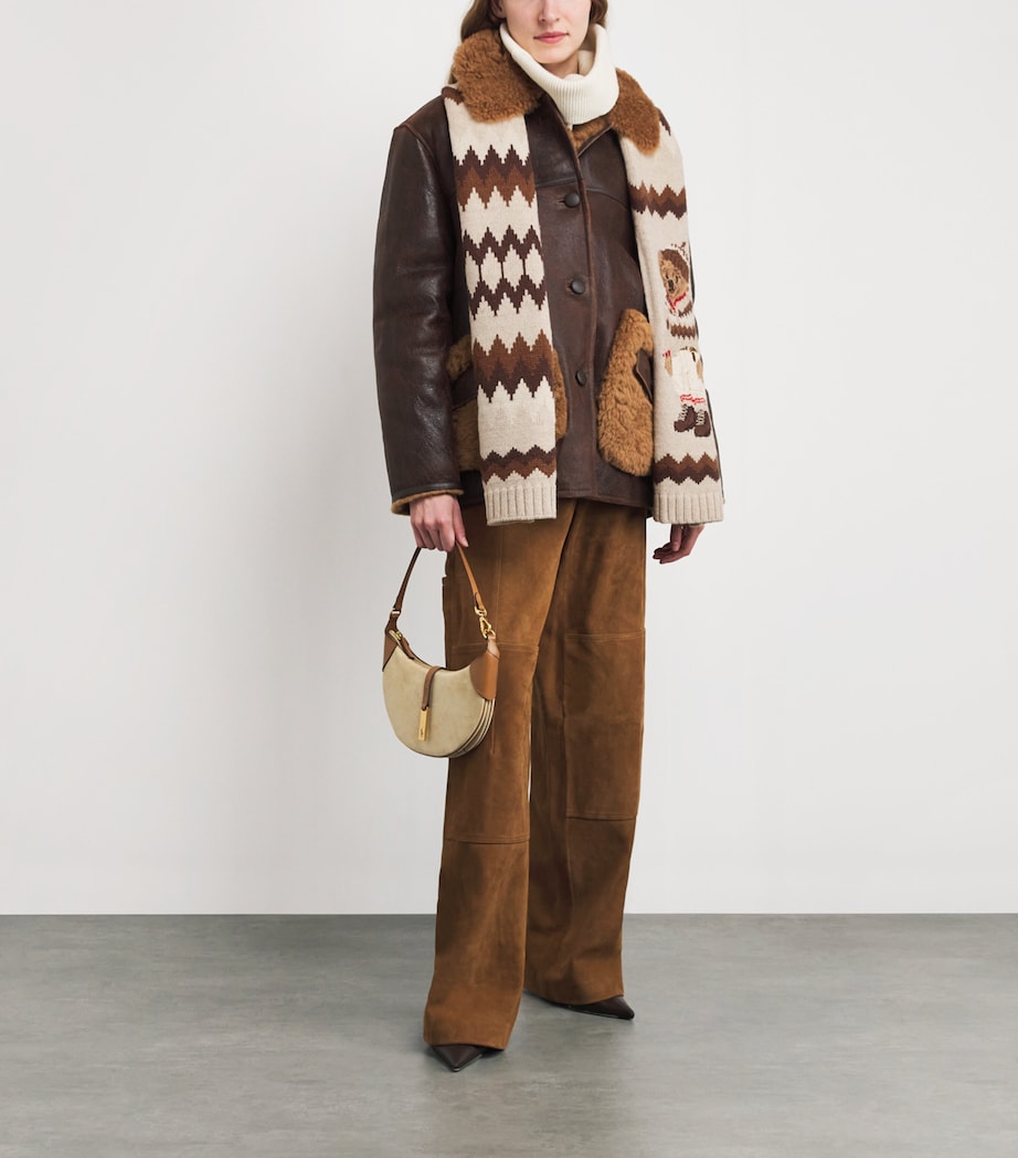 Wool-Blend Polo Bear Scarf CREAM Image 3