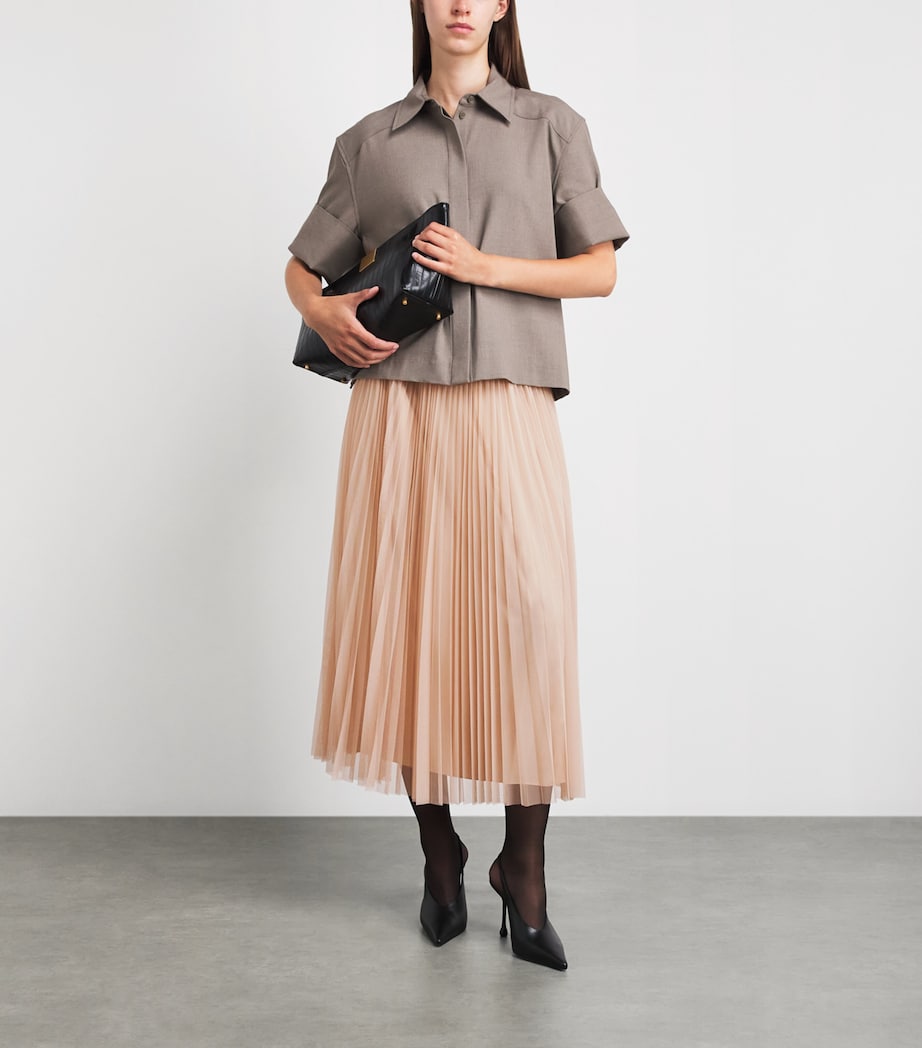 Fabiana Filippi Womens Tulle Pleated Midi Skirt Casha Image 2