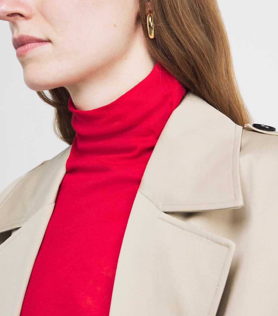 Cotton Sheer High-Neck Top TRUE SCARLET RED Image 6