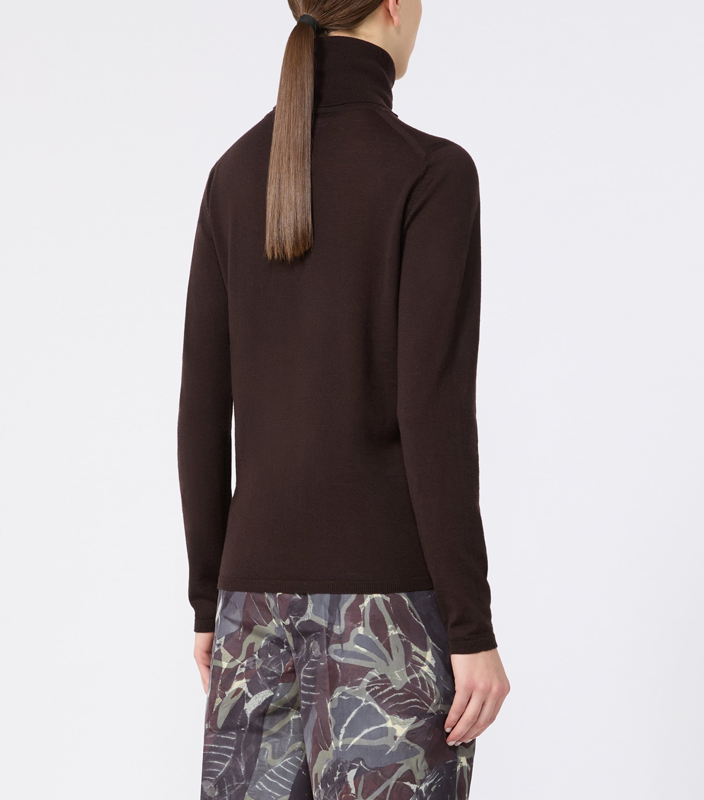 Max Mara Womens Virgin Wool Rollneck Sweater Dark Brown Image 4