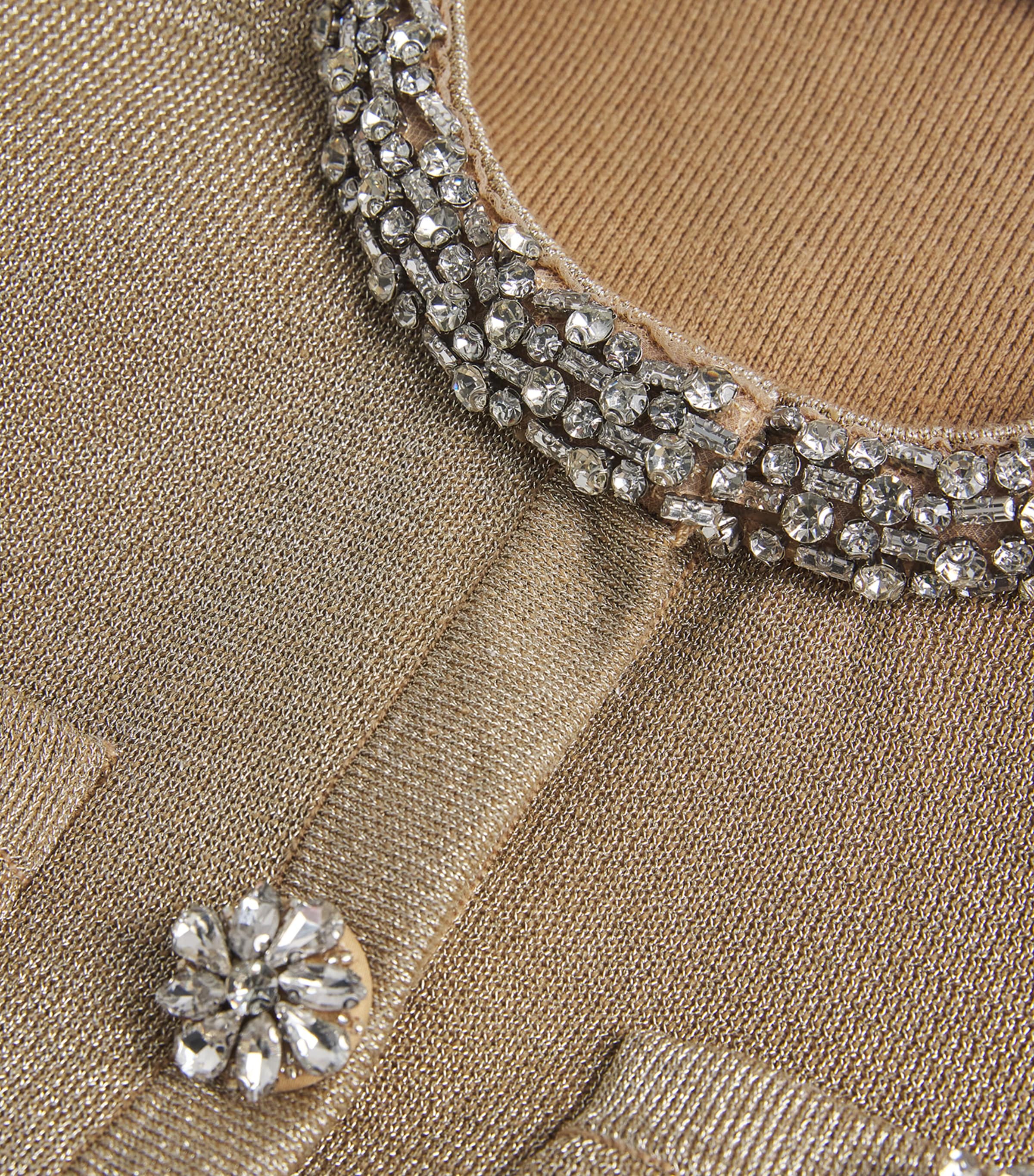 Metallic Knitted Embellished Cardigan GOLD Image 5