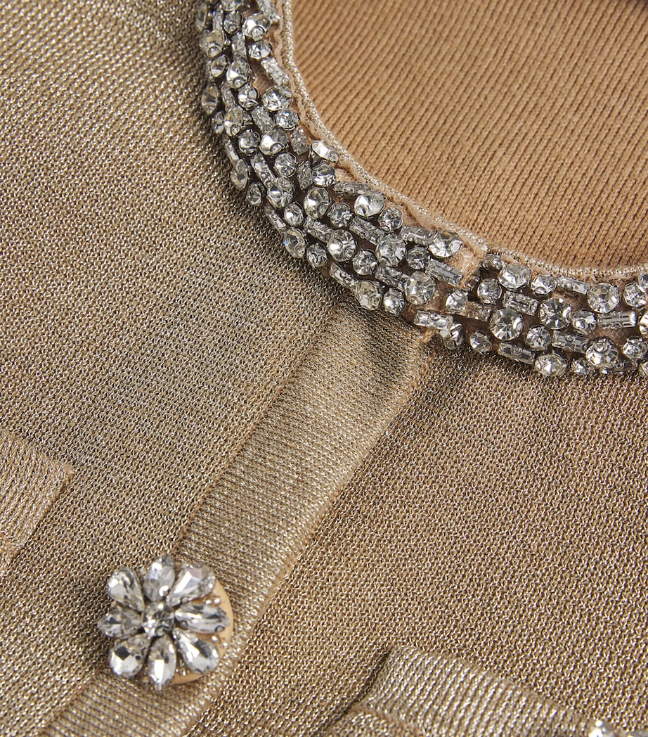 Metallic Knitted Embellished Cardigan GOLD Image 5