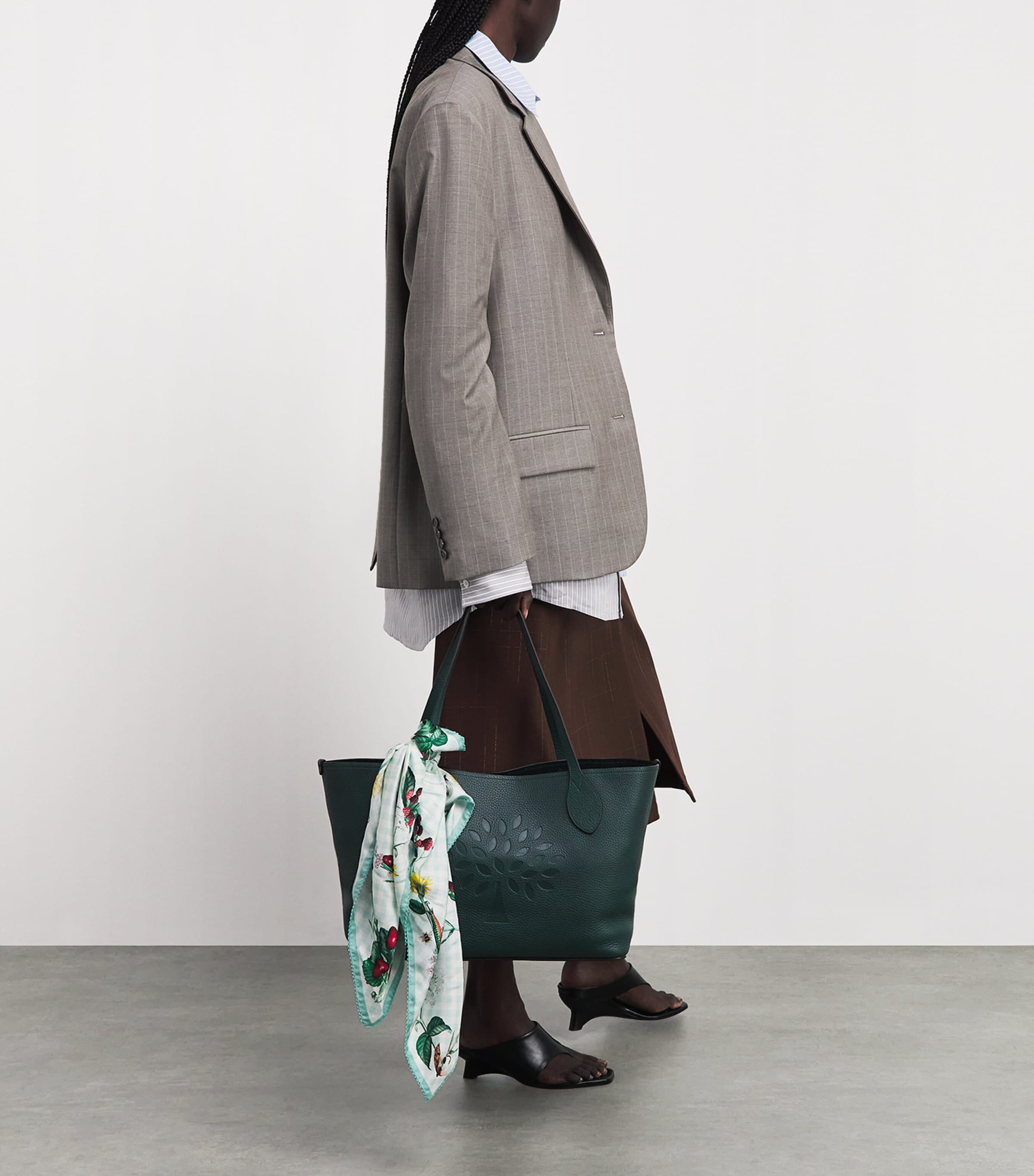 Mulberry Grained Leather Tree Tote Bag Mulberry Green Image 4