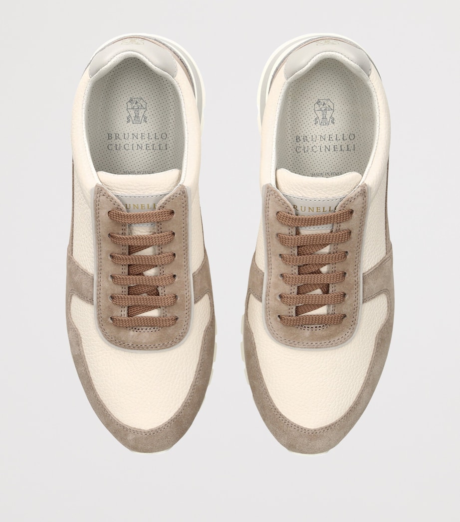 Suede-Leather Olimpo Sneakers BONE/COMB Image 4