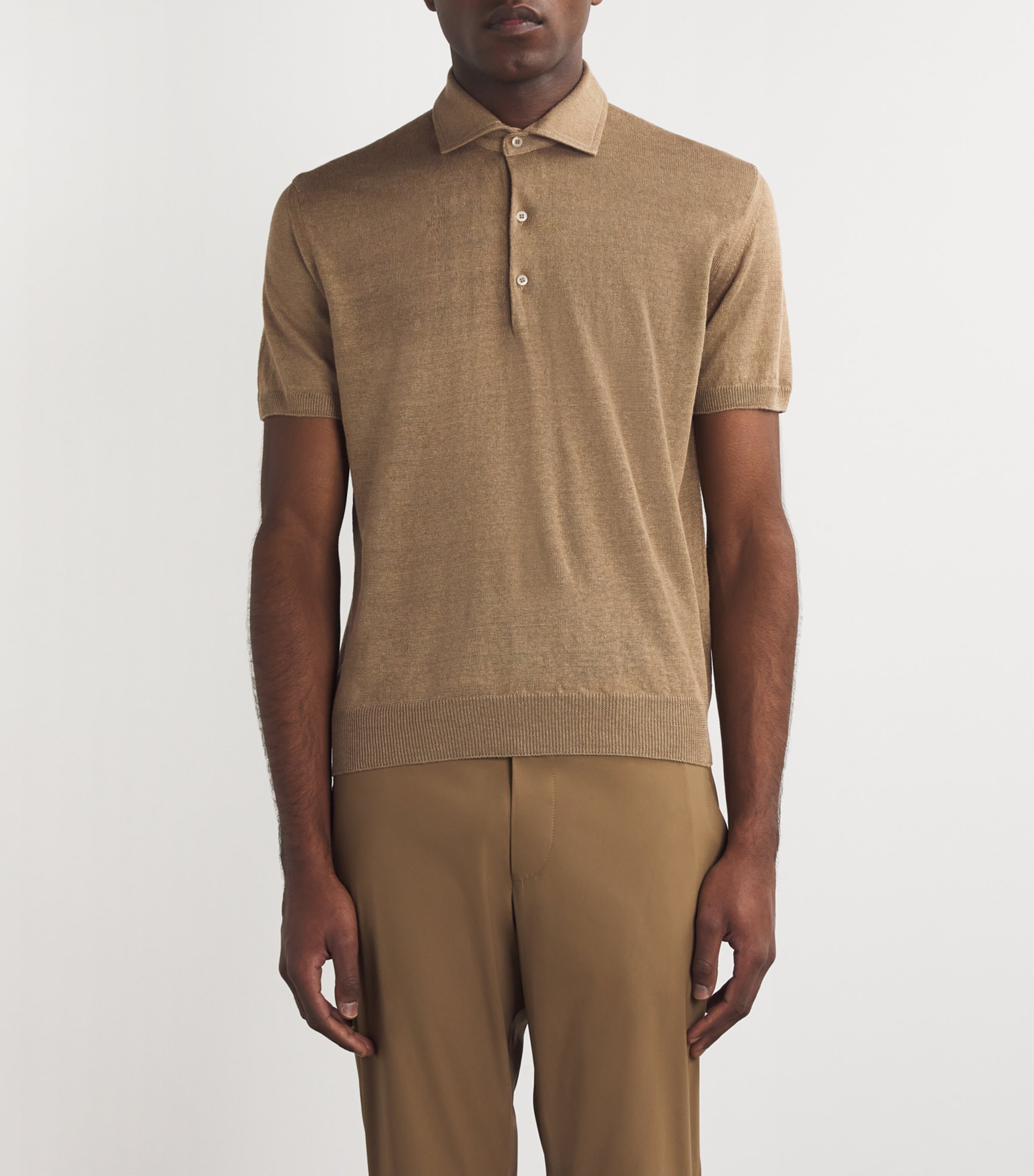 Linen Polo Shirt 035 NATURAL / BEIGE Image 3