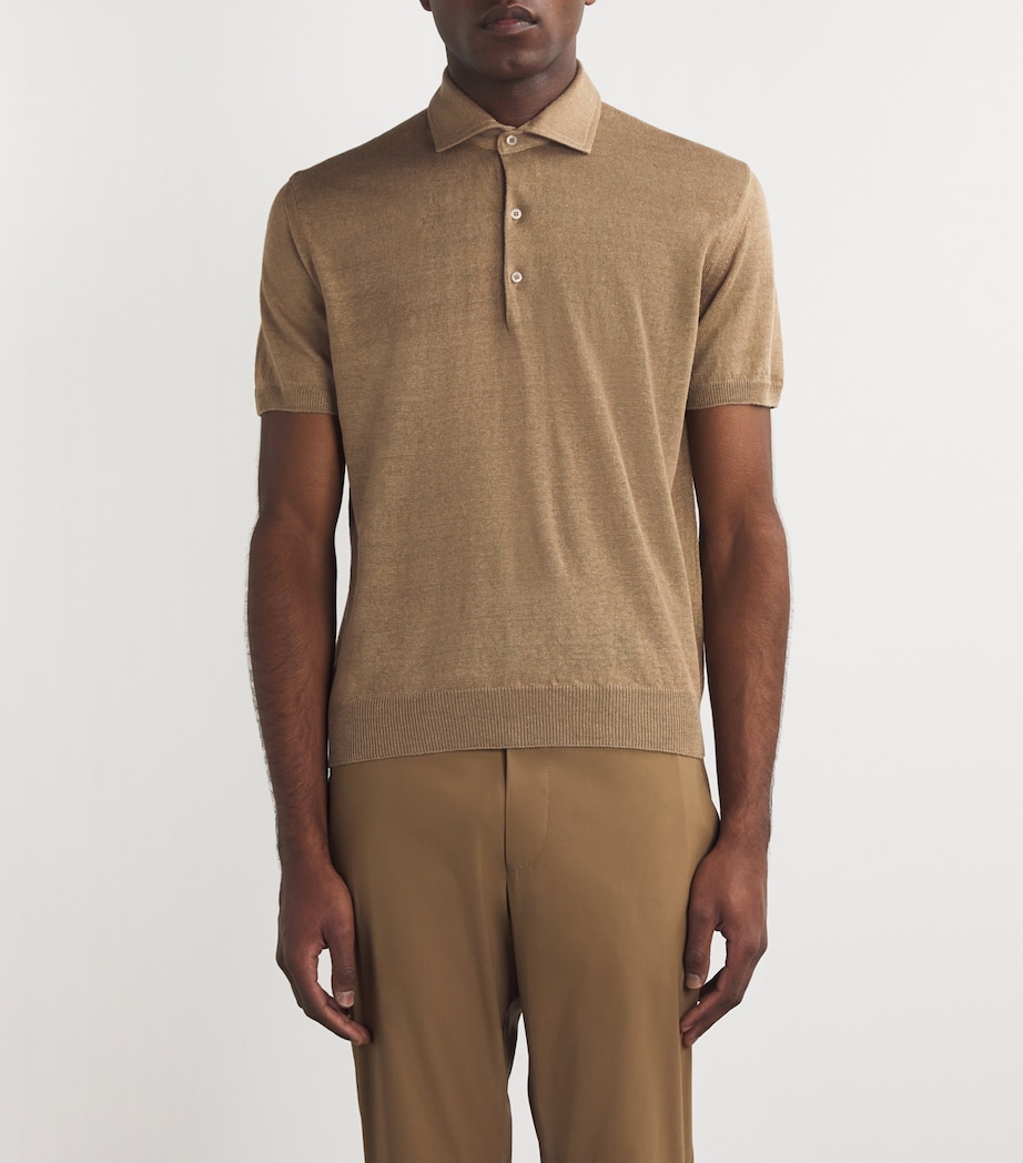 Linen Polo Shirt 035 NATURAL / BEIGE Image 3