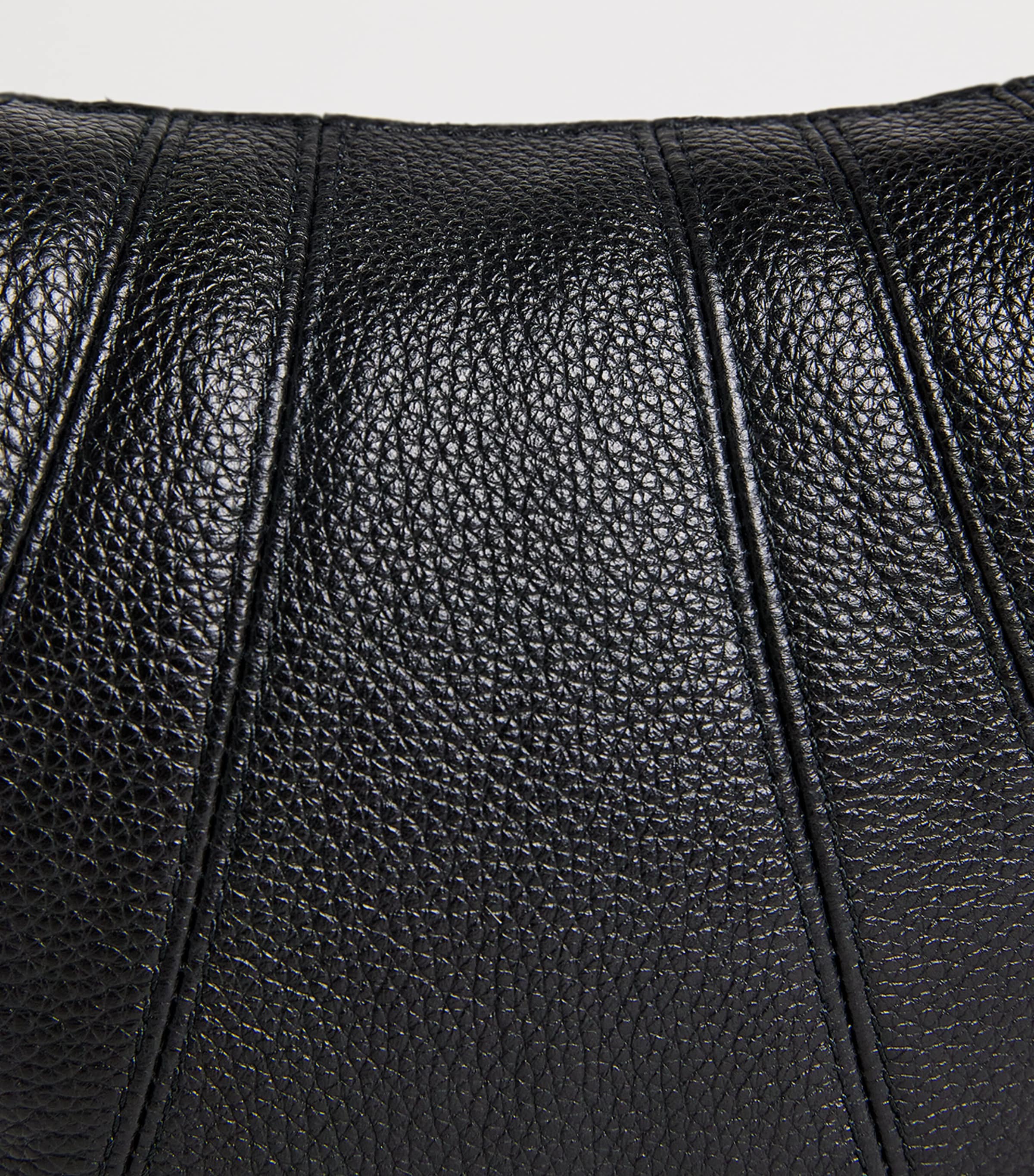 Small Grained Leather Croissant Cross-Body Bag BK999 BLACK Image 7