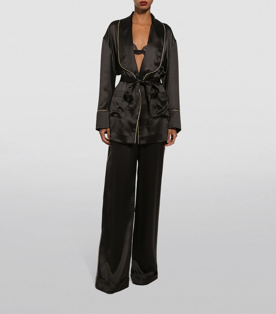Silk Belted Robe N0000-BLACK Image 2