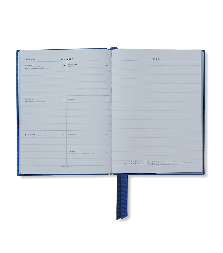 Smythson Leather Soho Weekly Diary 2026-2027 Cerulean Image 2