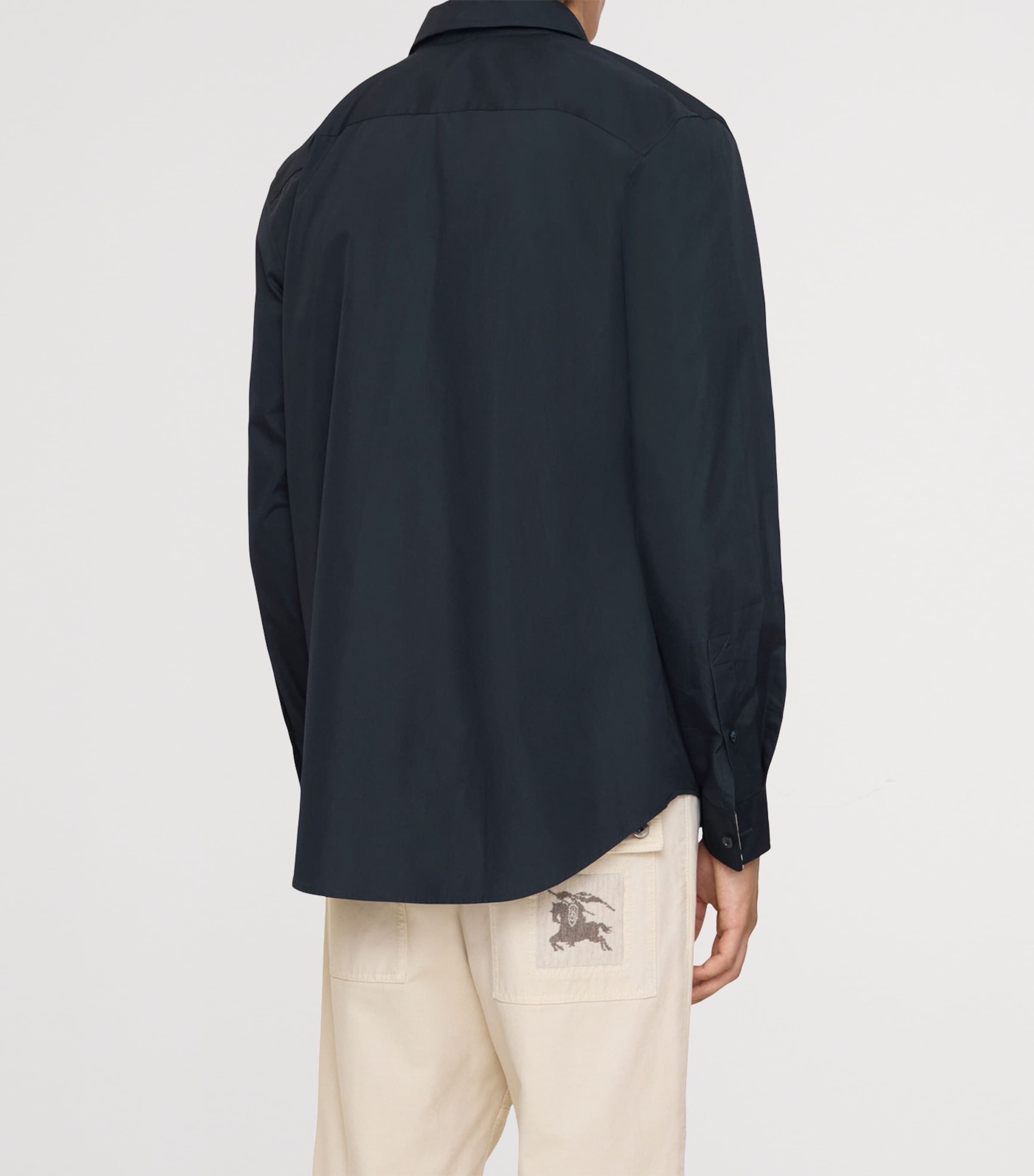 Cotton Poplin Logo Shirt NAVY Image 4