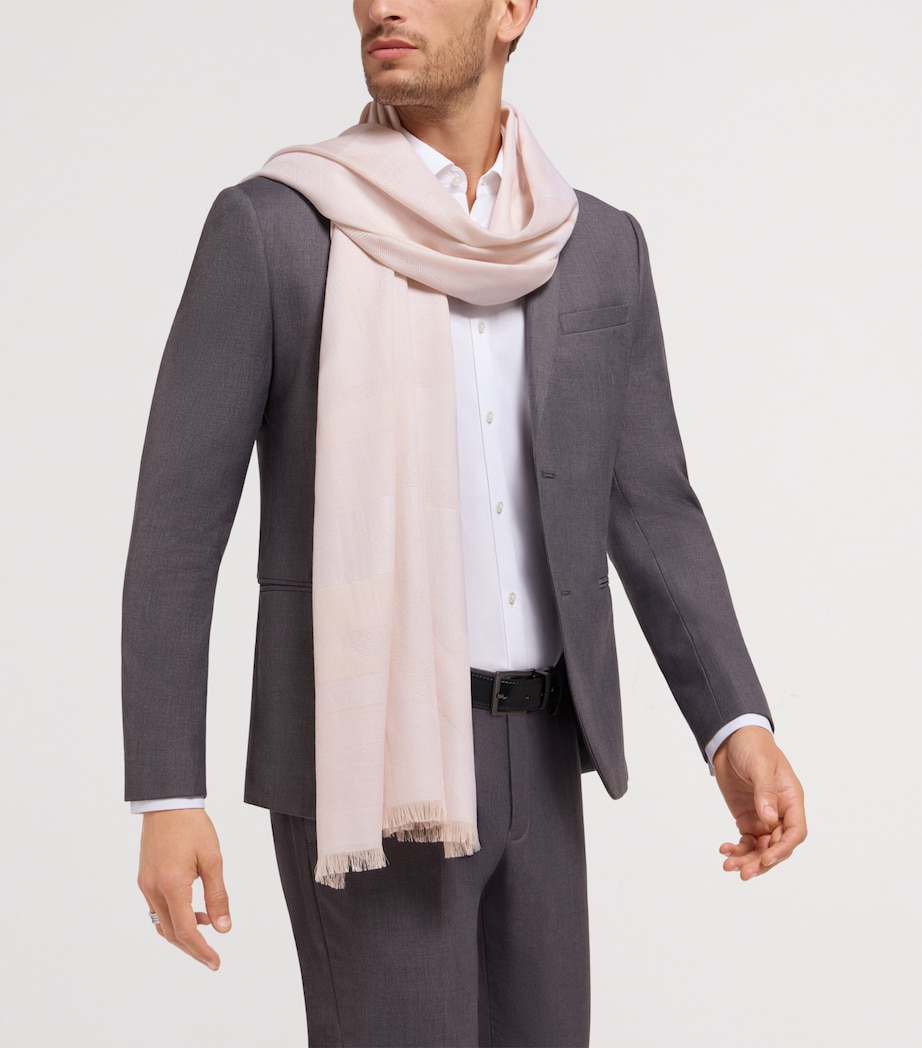 Cashmere Logo Fringed Scarf BEIGE Image 2