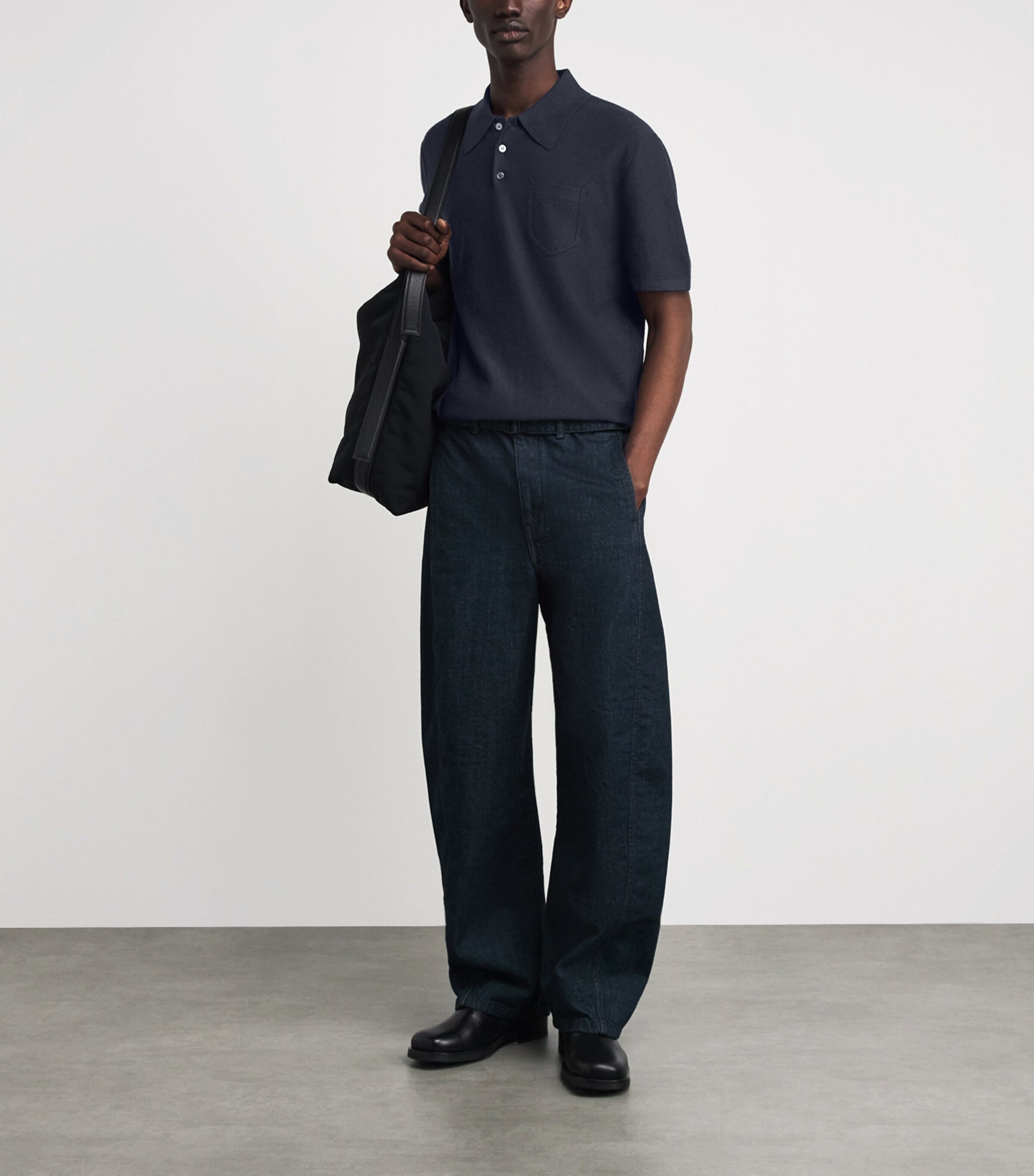 A.P.C. Mens Cotton-Cashmere Eliot Polo Shirt Iak Dark Navy Image 2
