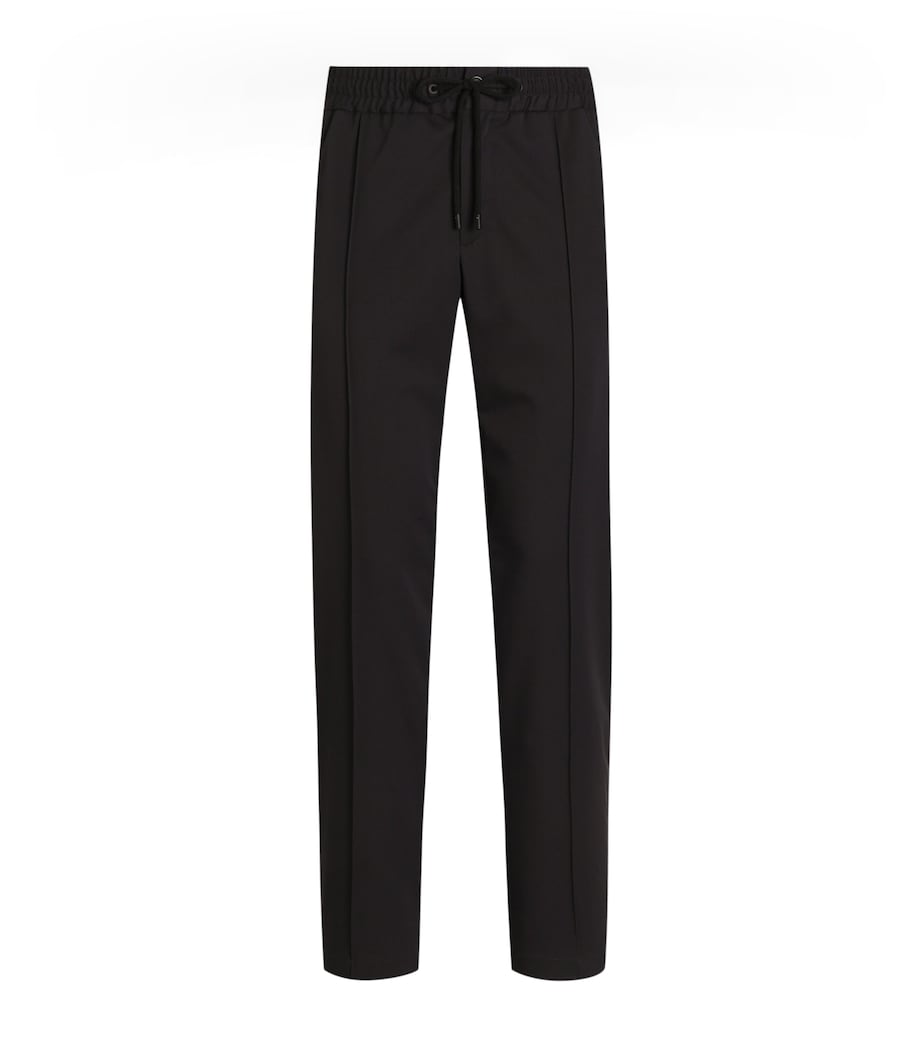 Dolce&Gabbana Mens Virgin Wool-Blend Drawstring Straight Trousers Very Dark Image 1