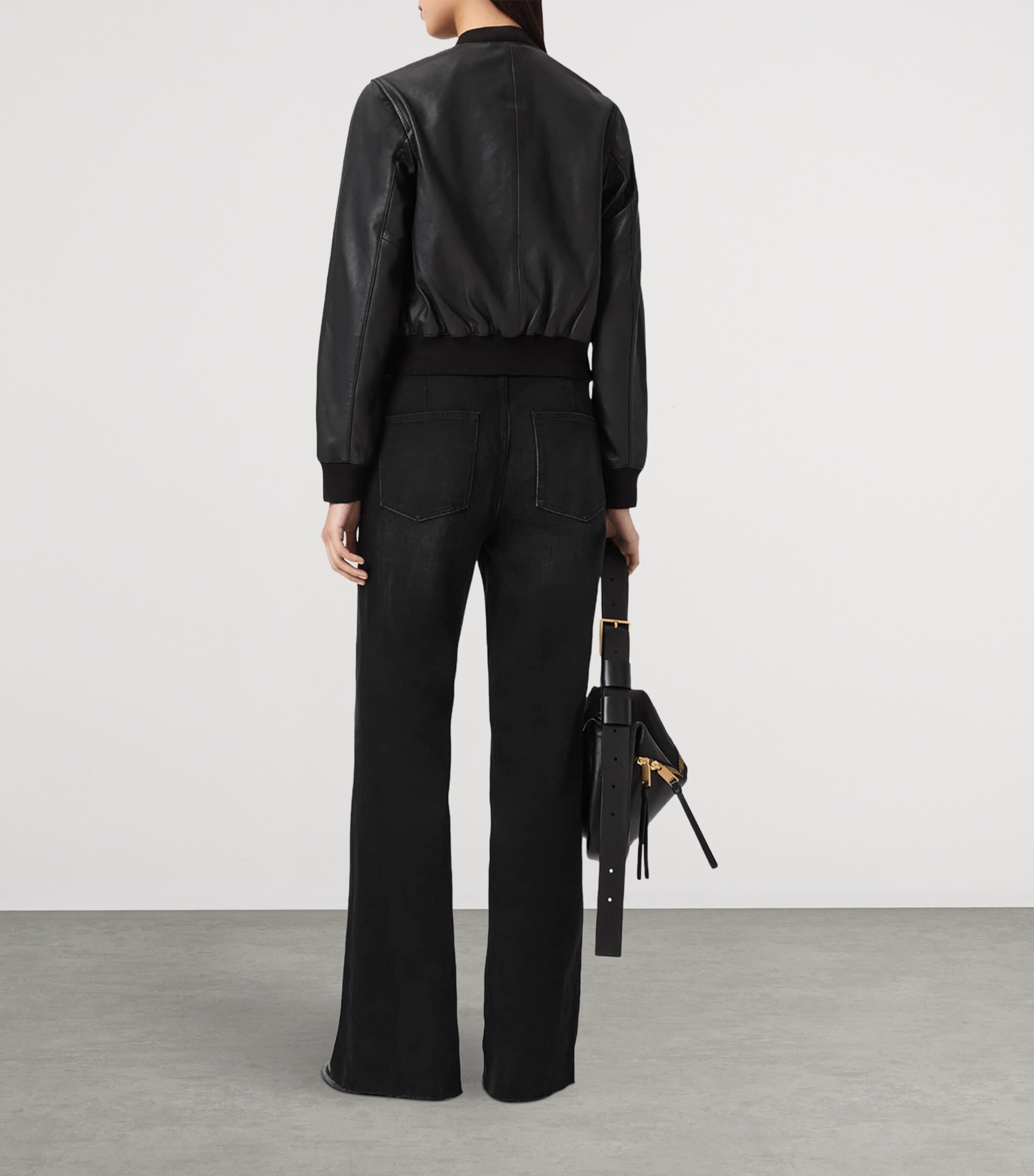 AllSaints Womens Ember Flared Jeans Washed Black Image 8