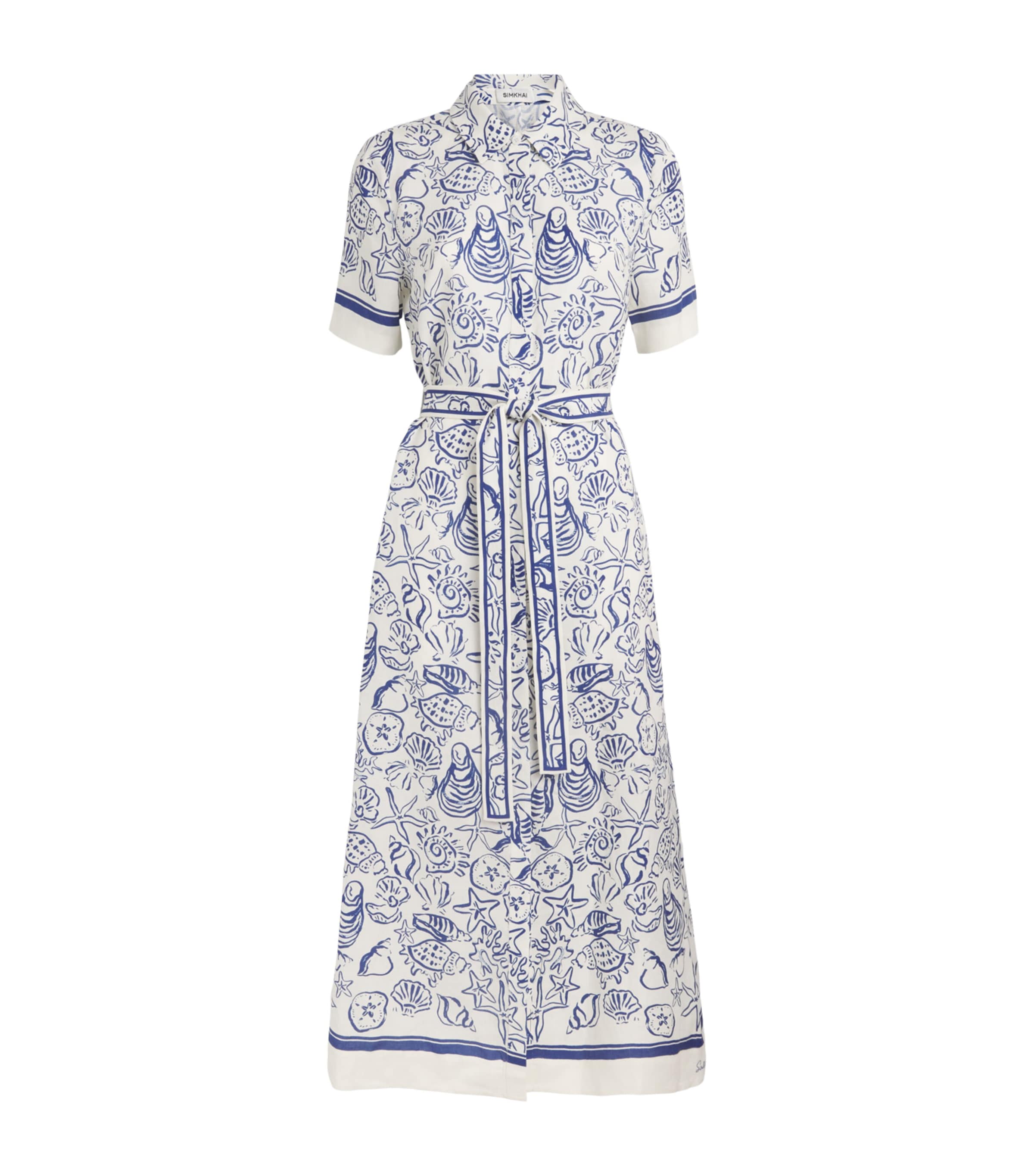 Simkhai Linen-blend Audria Shirt Dress In Blue
