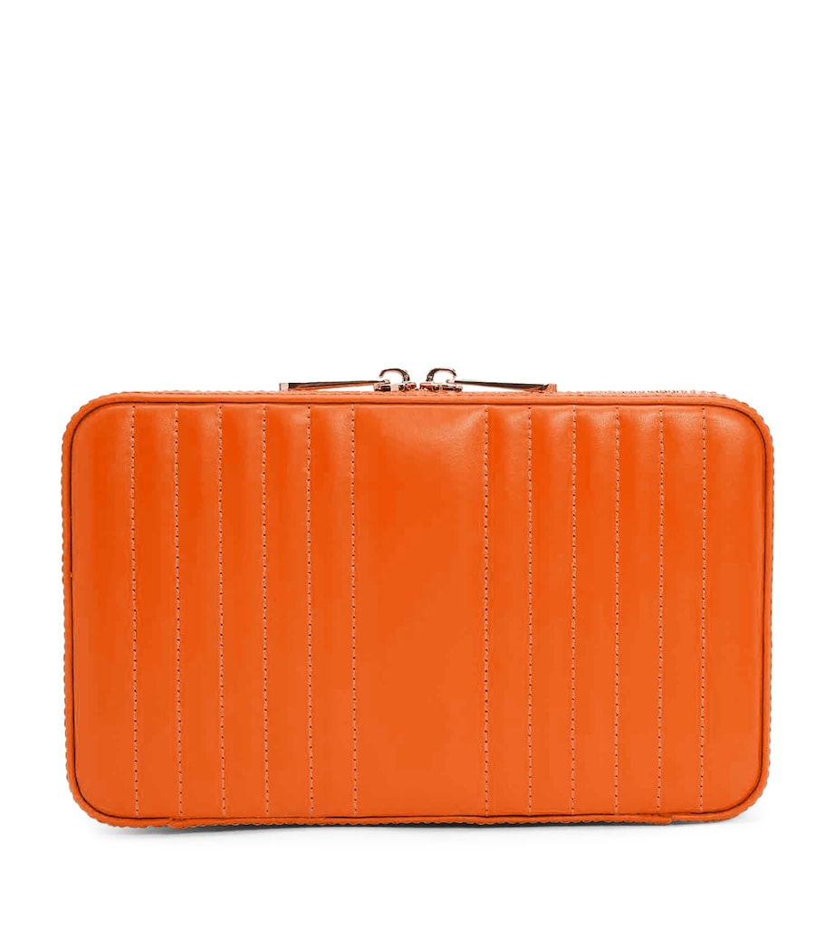 Medium Leather Maria Jewellery Case TANGERINE Image 2