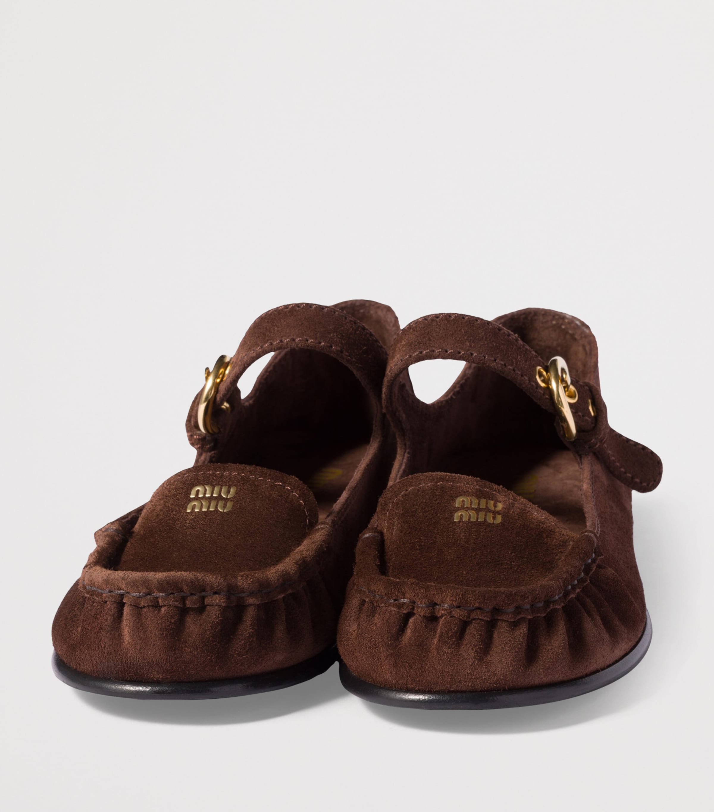 Miu Miu Suede Buckled Loafers Brown Image 4