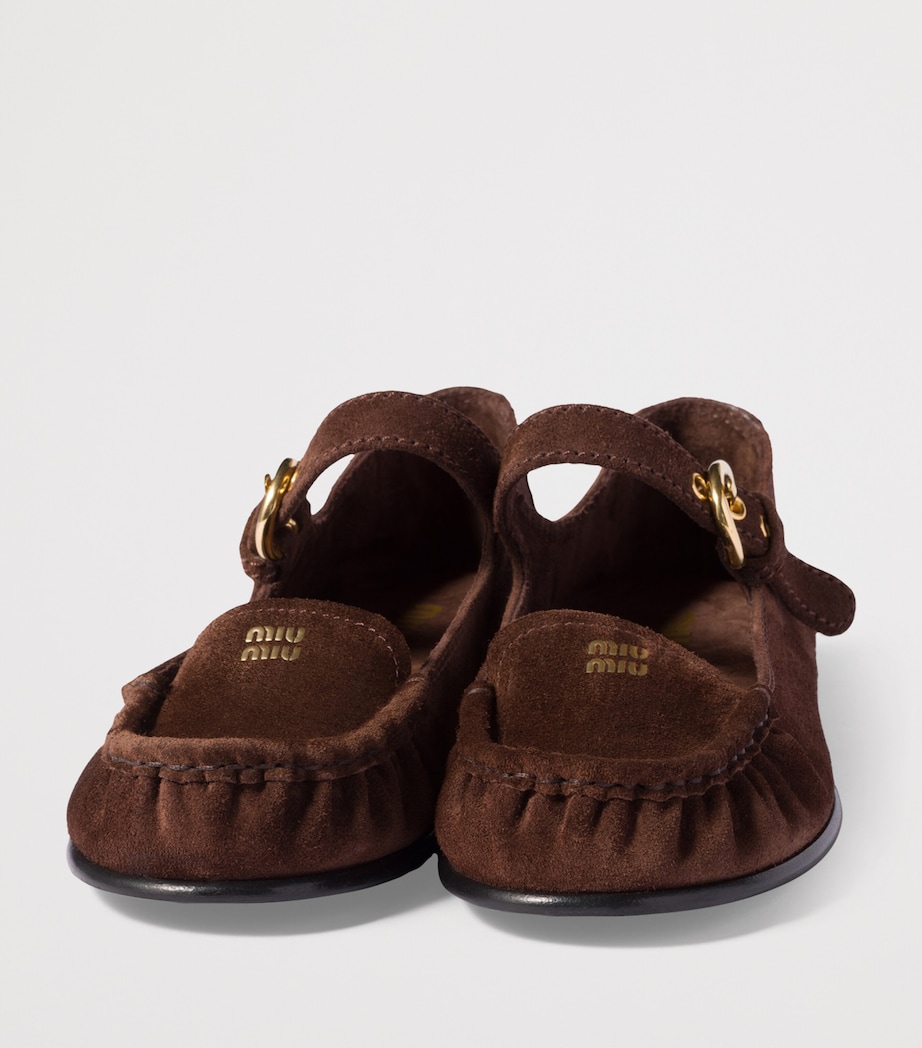Miu Miu Suede Buckled Loafers Brown Image 4