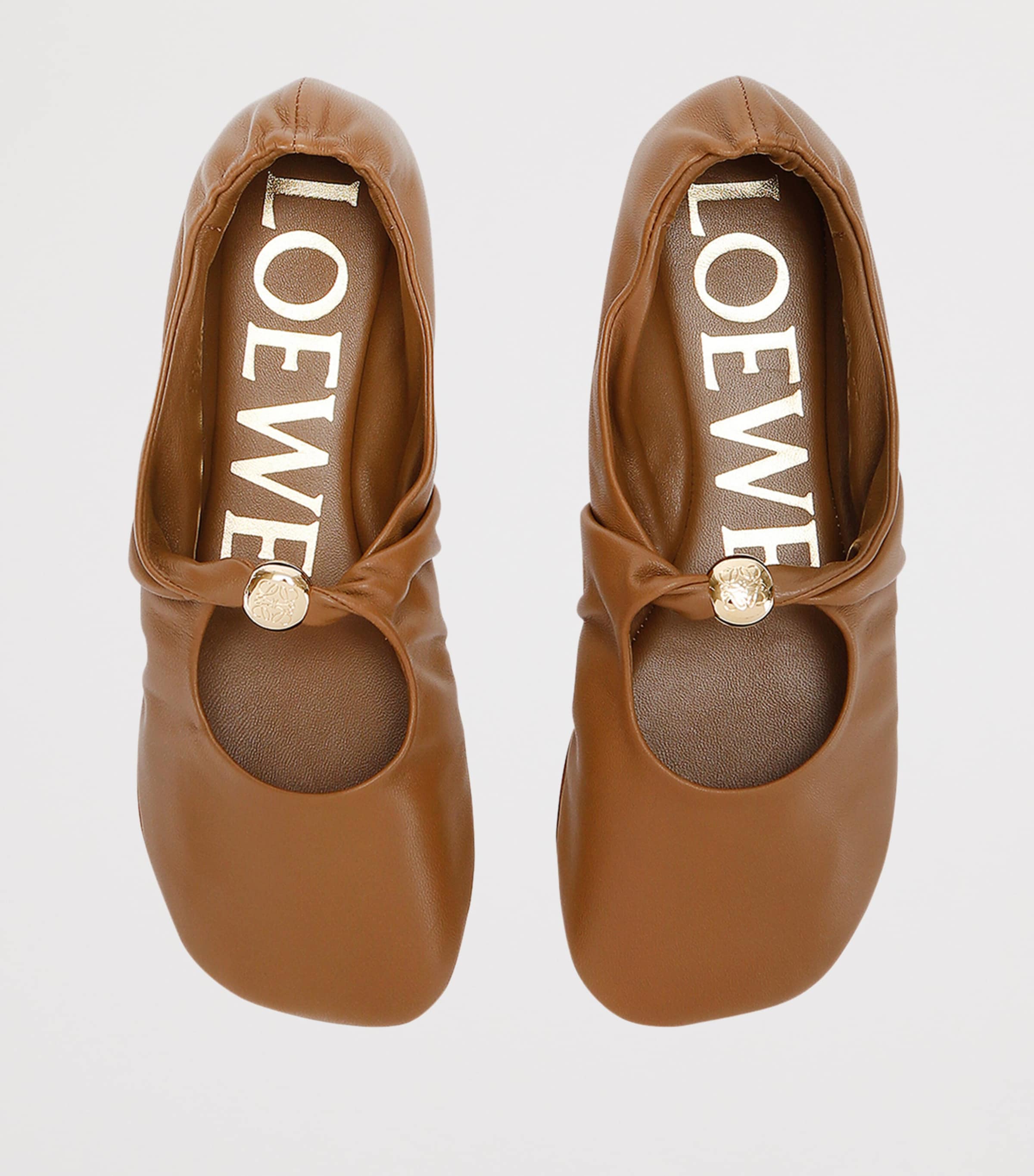 LOEWE Leather Pebble Soft Ballet Flats Mid Brown Image 4