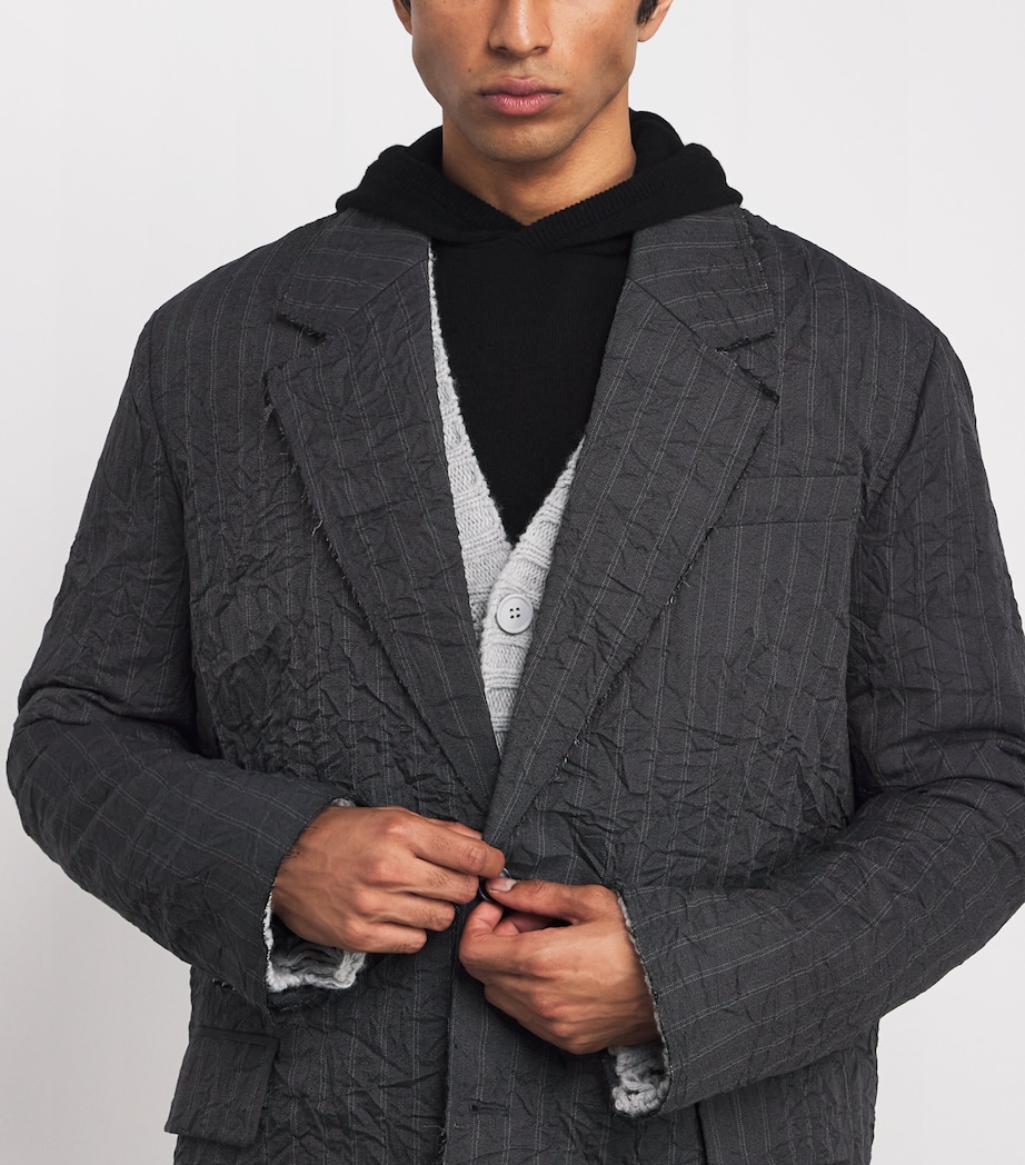 Crinkled Pinstripe Suit CHARCOAL STRIPE Image 6