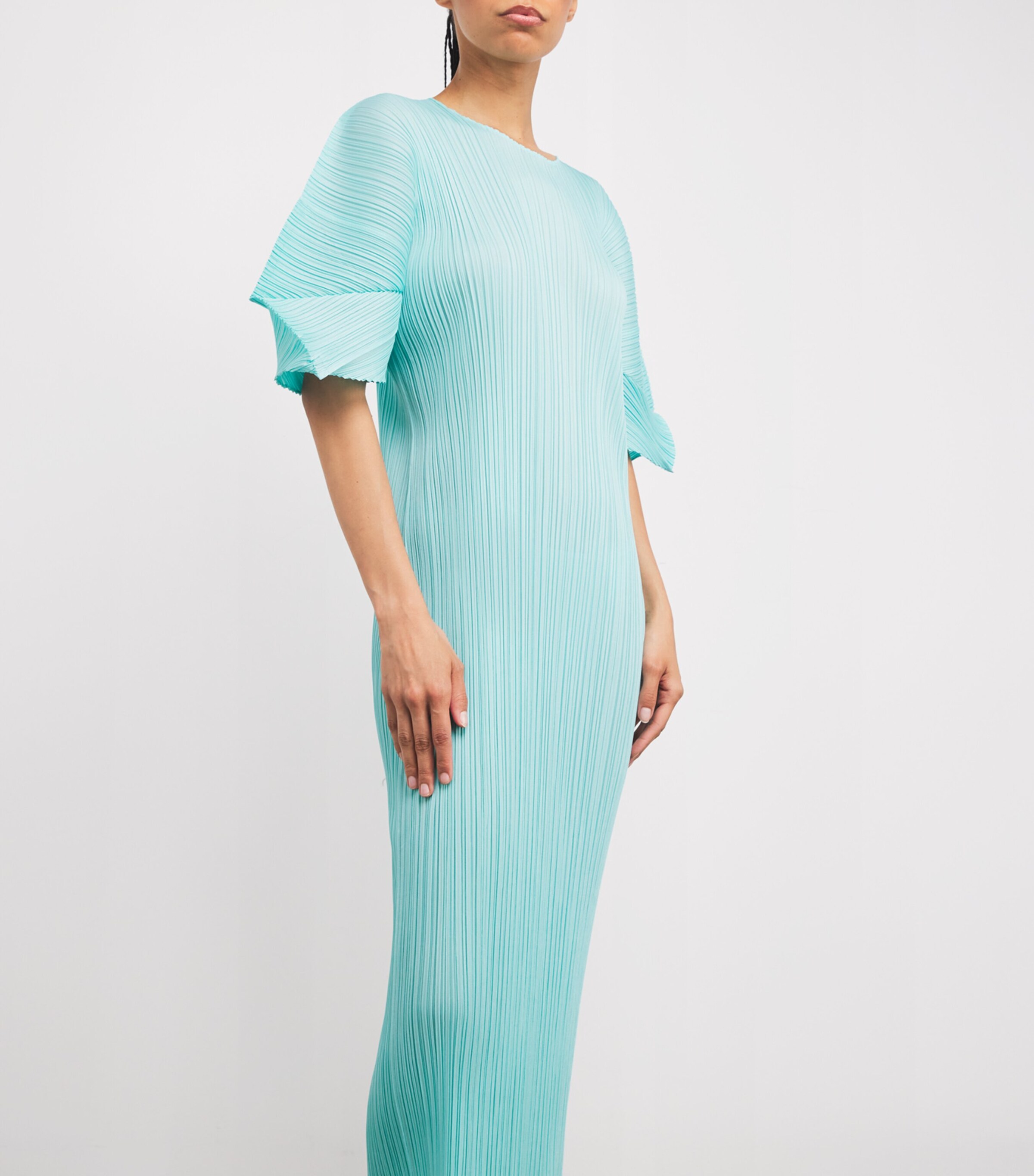 Pleats Please Issey Miyake Blue Monthly Colors April Midi Dress