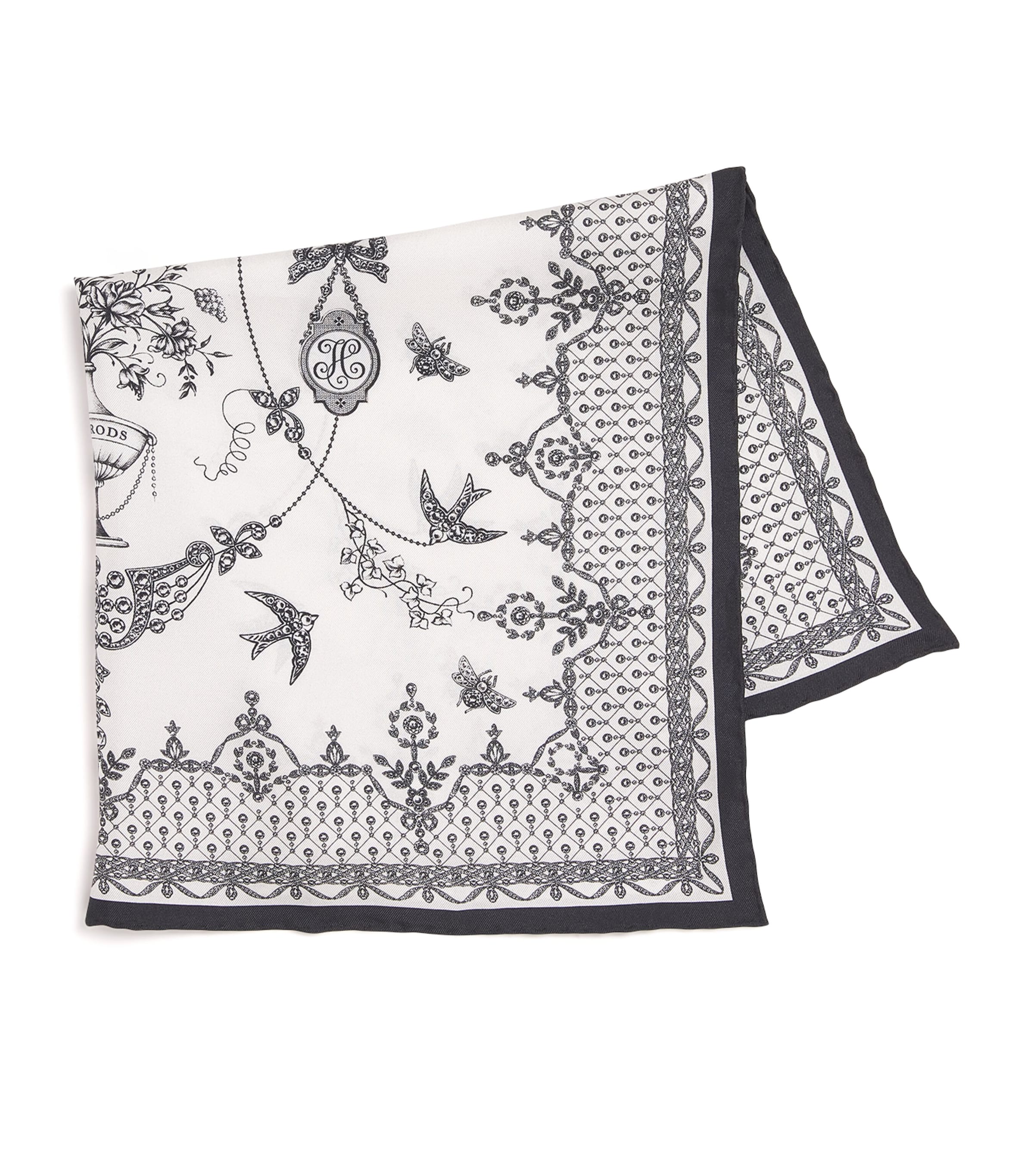 Silk Lace Print Scarf IVORY Image 1