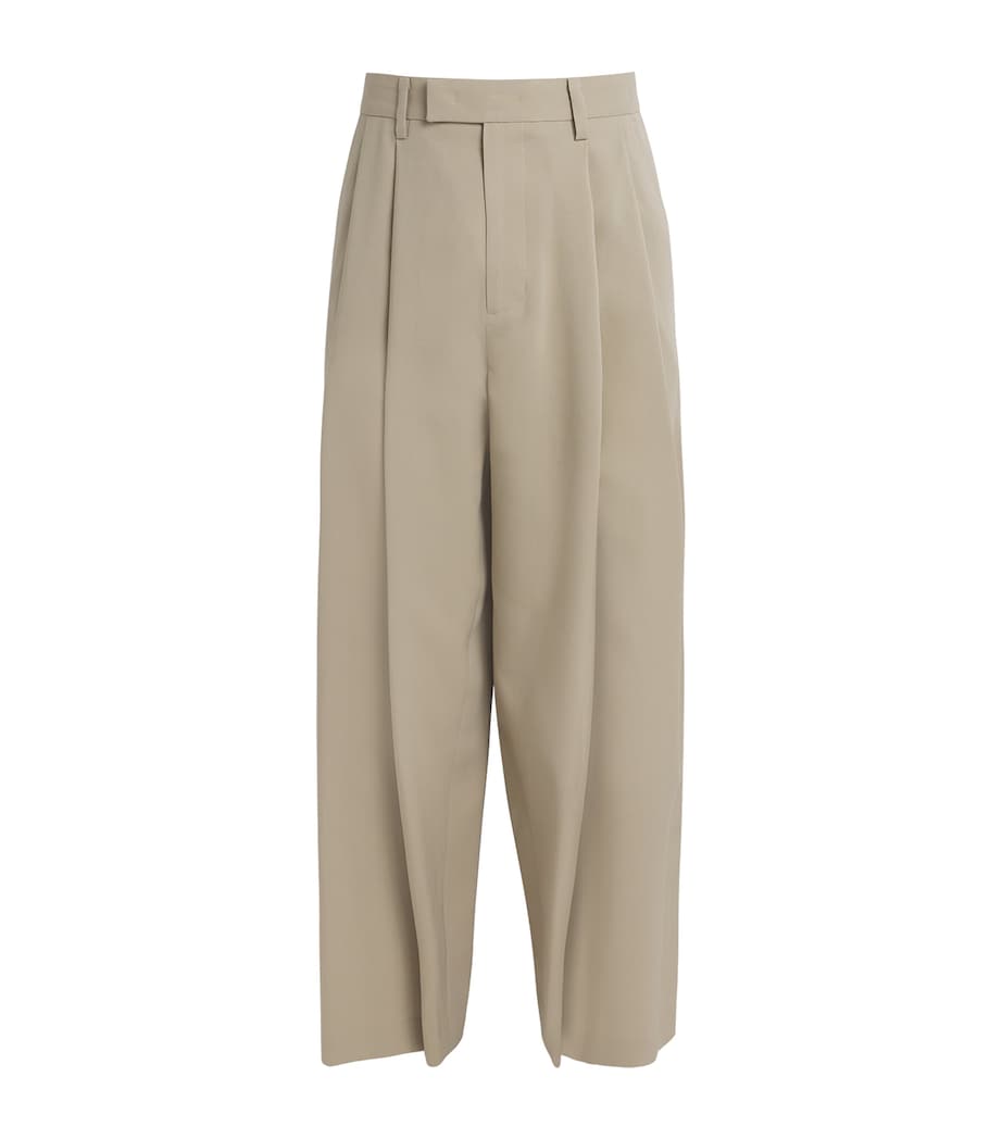 System Mens Double-Pleat Wide-Leg Trousers Khaki Beige Image 1