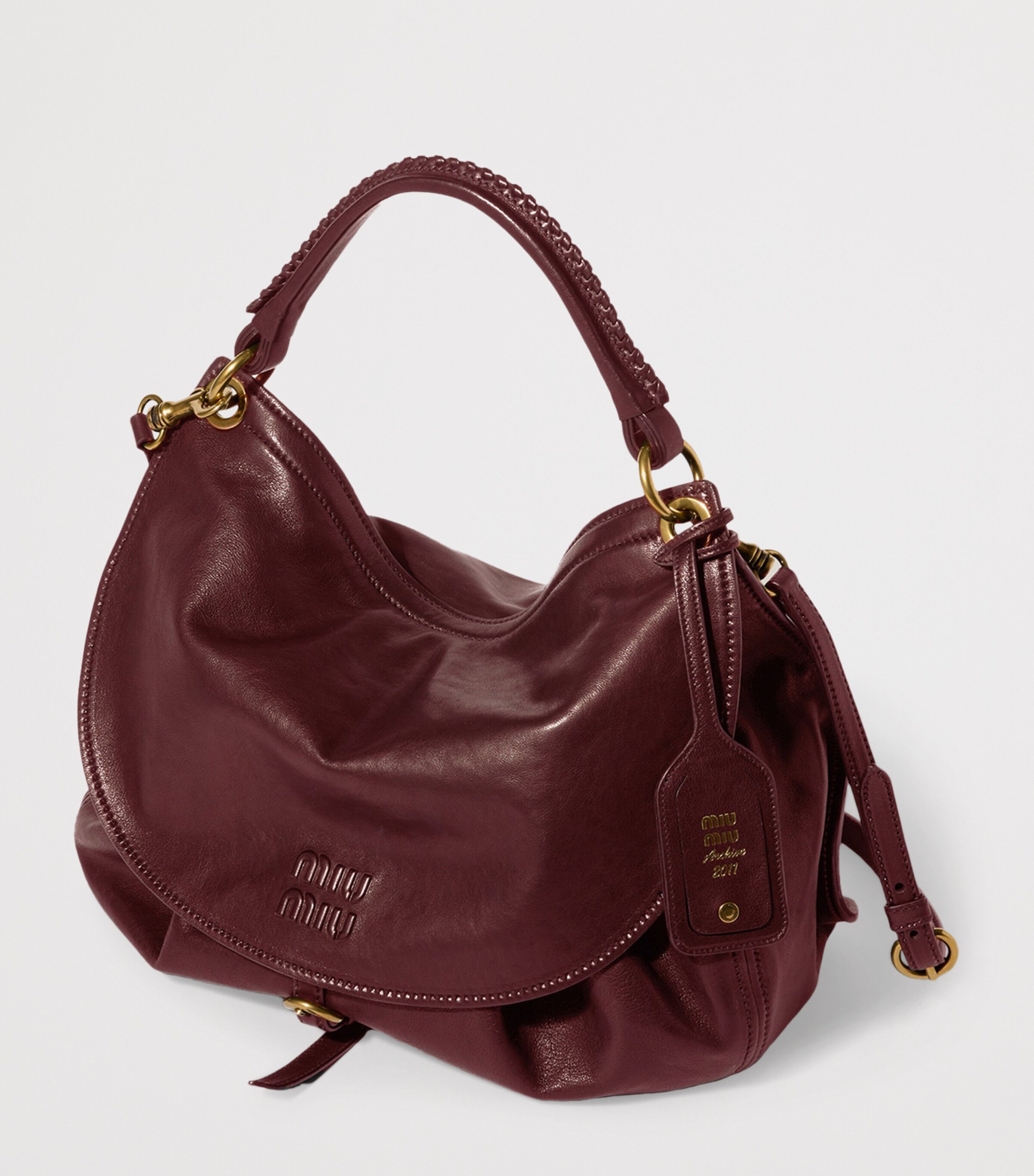 Miu Miu Leather Rendez-Vous Shoulder Bag Burgundy Image 2