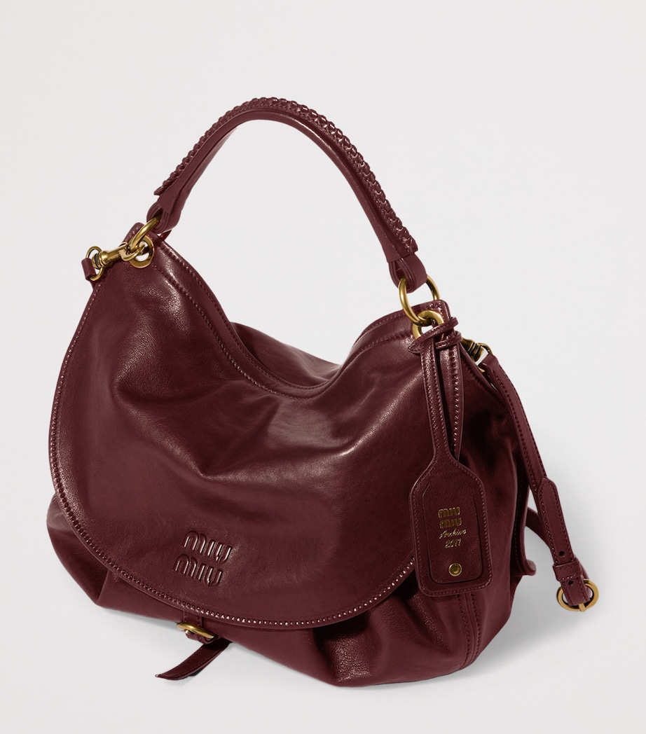 Miu Miu Leather Rendez-Vous Shoulder Bag Burgundy Image 2