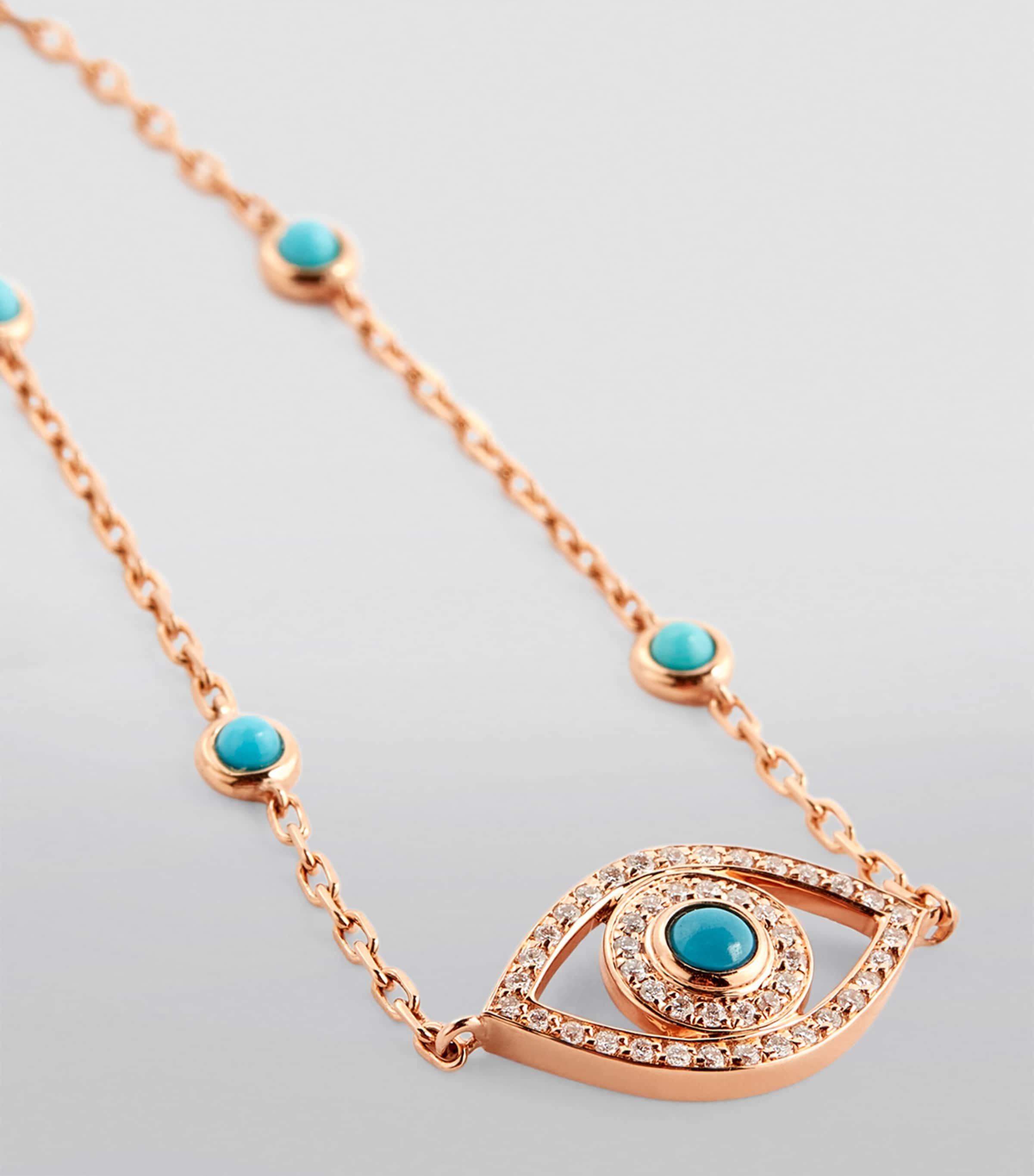 Netali Nissim Rose Gold, Diamond and Turquoise Protected Eye Bracelet Rose Gold Image 3