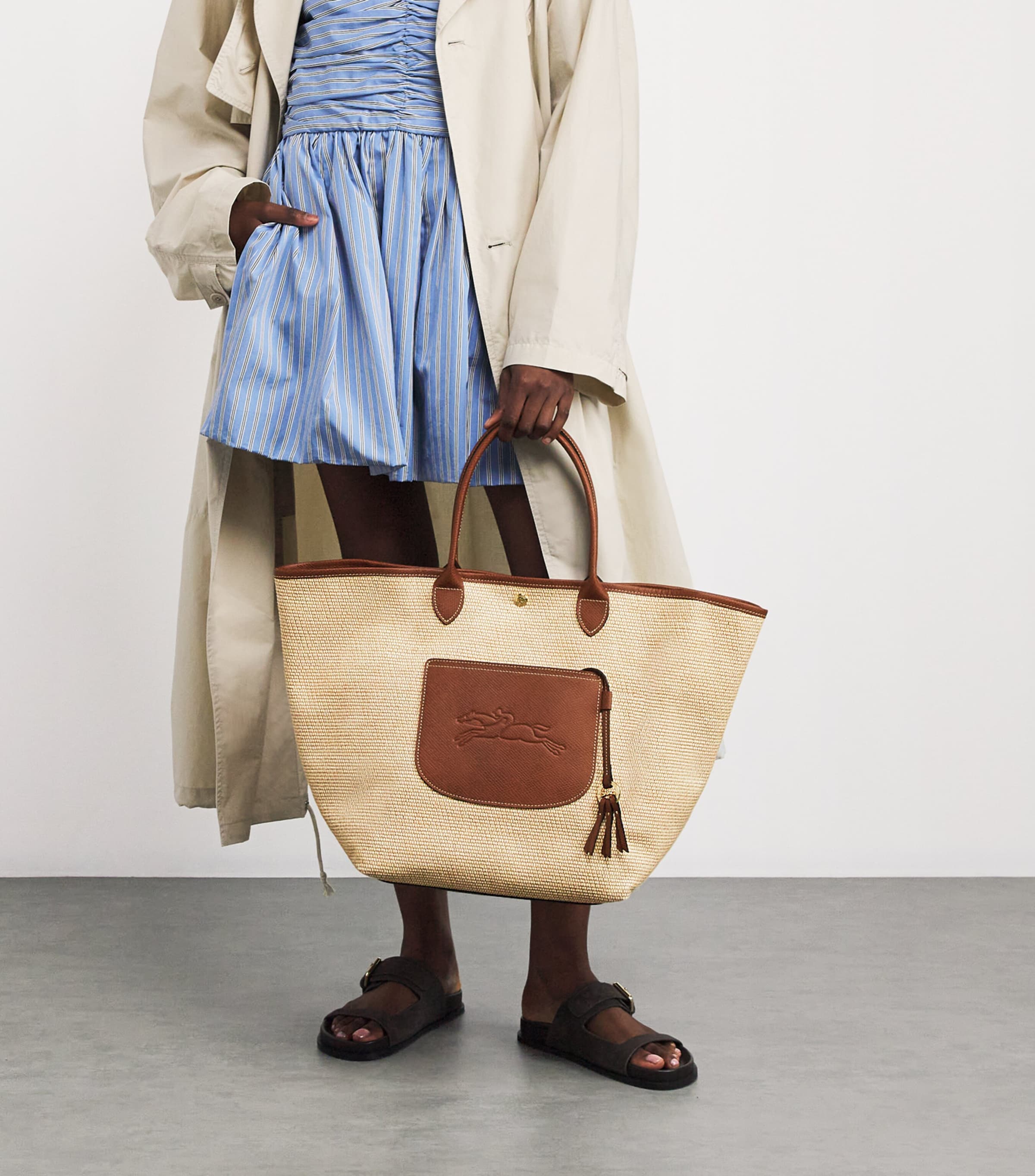 Longchamp Large Le Pliage Basket Bag Brown Image 5